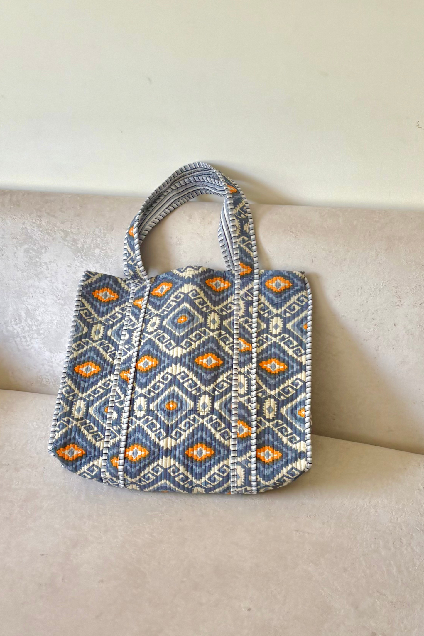 Slate Ikkat Travel Tote | Reversible | Grey
