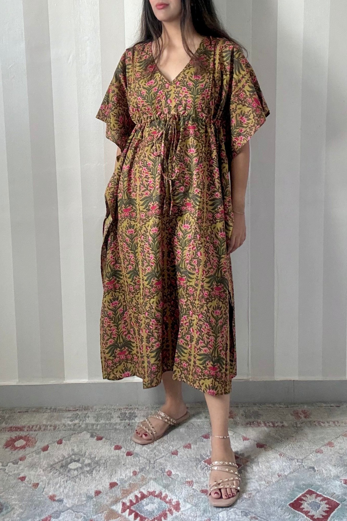 Bagh Kaftan | Cotton | Olive | Free Size