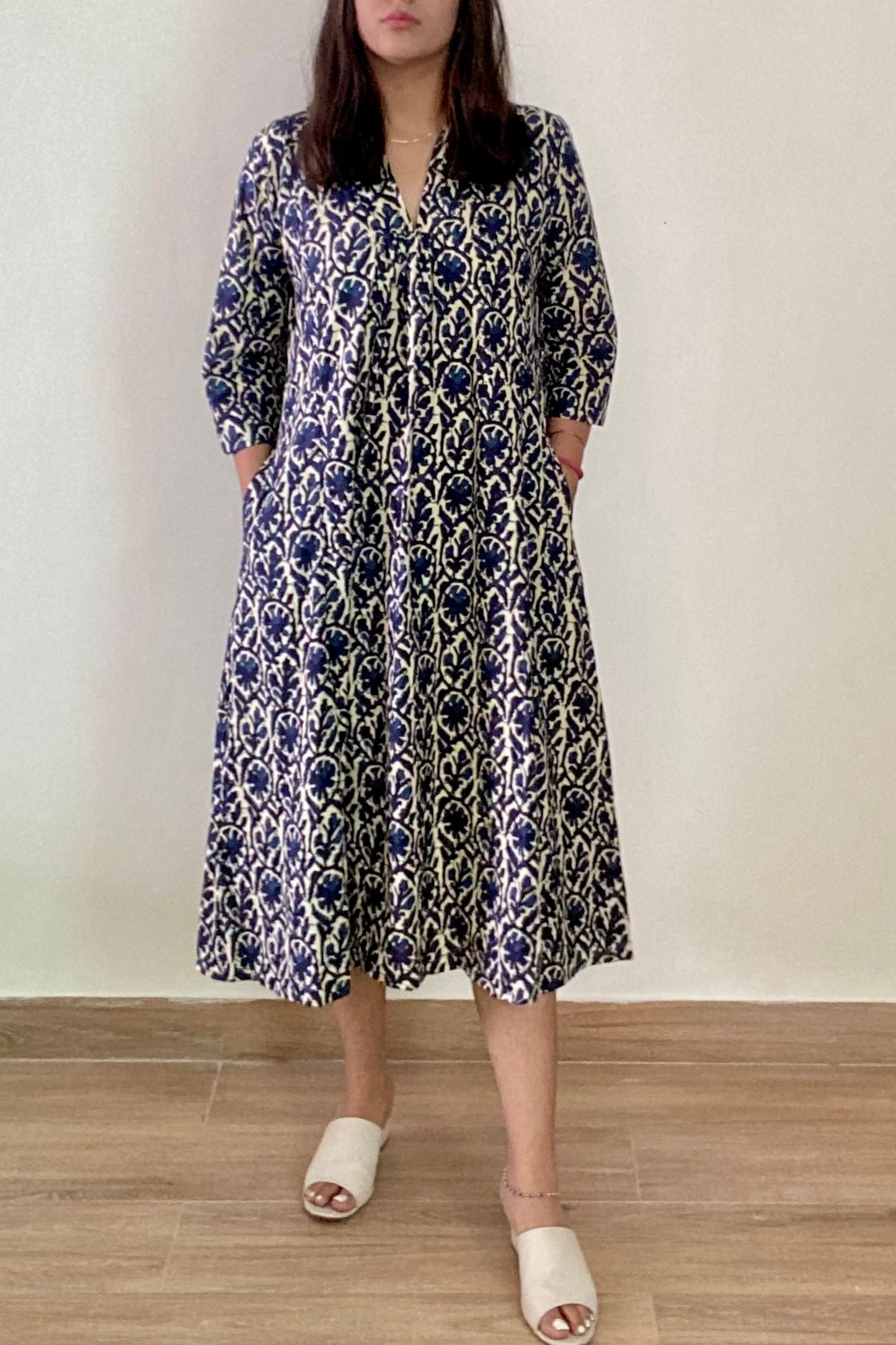 Syahi Batik Kurta Dress | Cotton | Blue