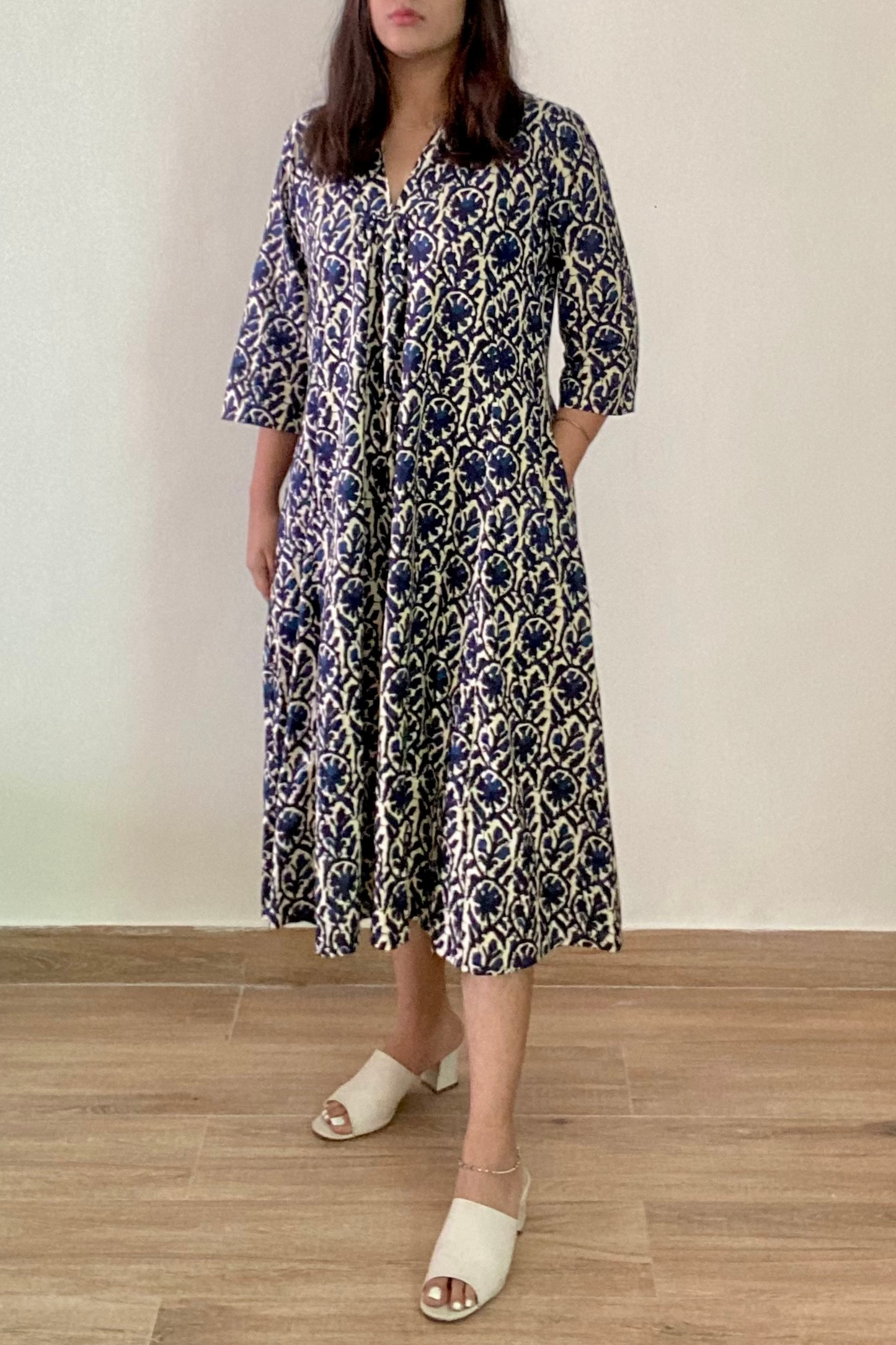 Syahi Batik Kurta Dress | Cotton | Blue