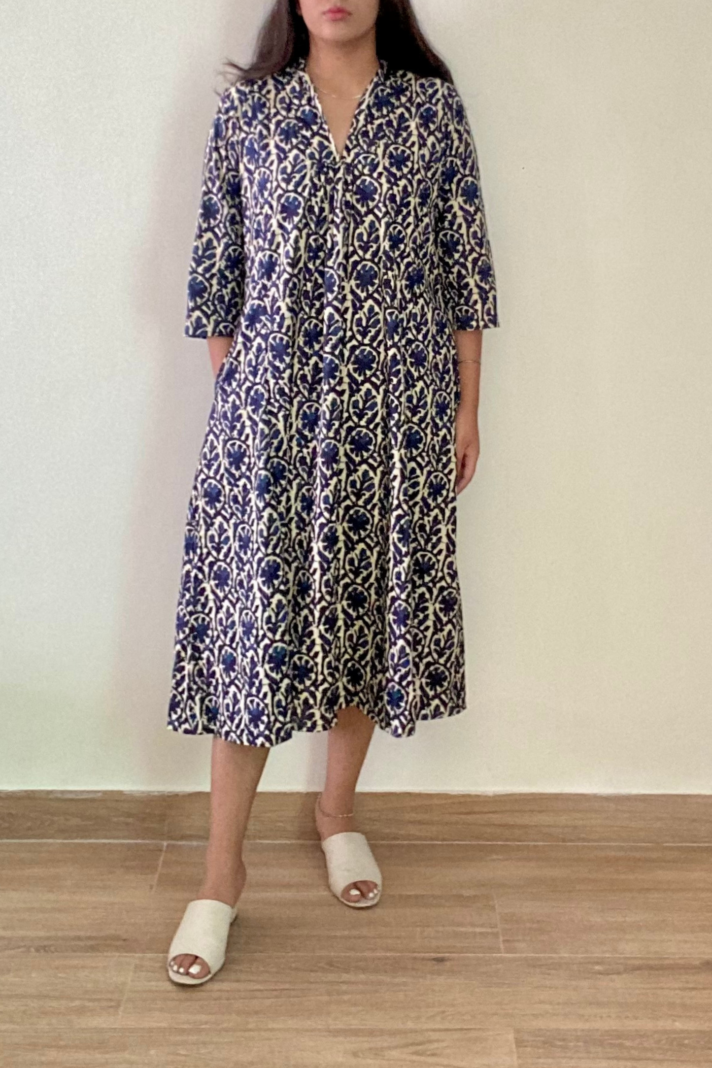 Syahi Batik Kurta Dress | Cotton | Blue