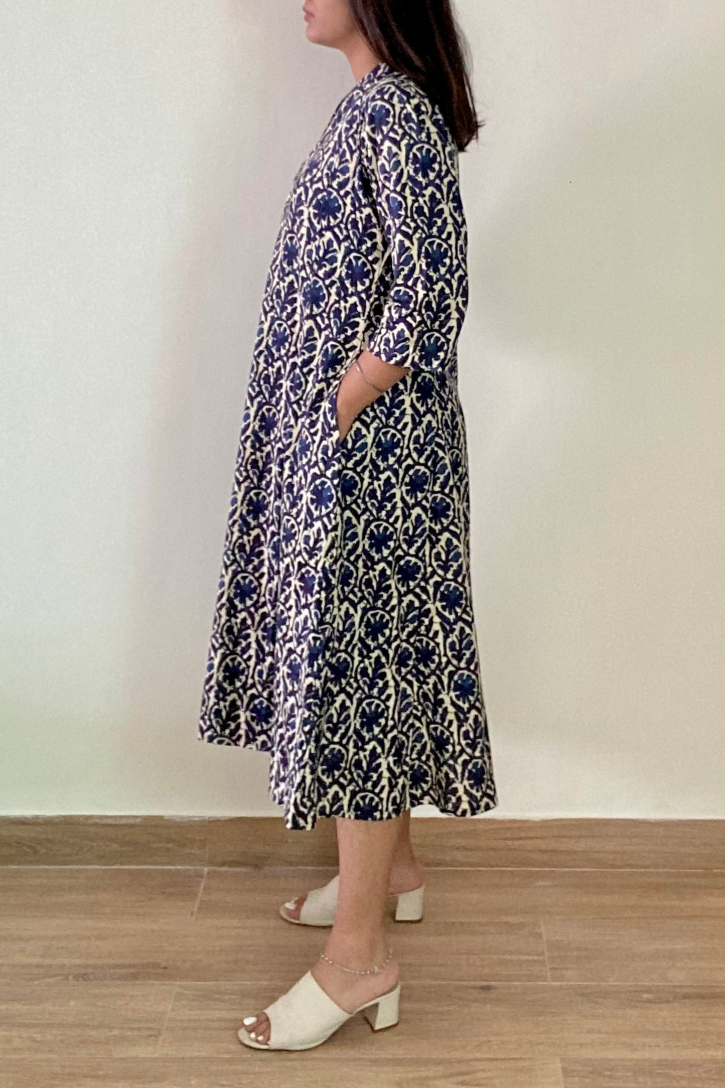 Syahi Batik Kurta Dress | Cotton | Blue