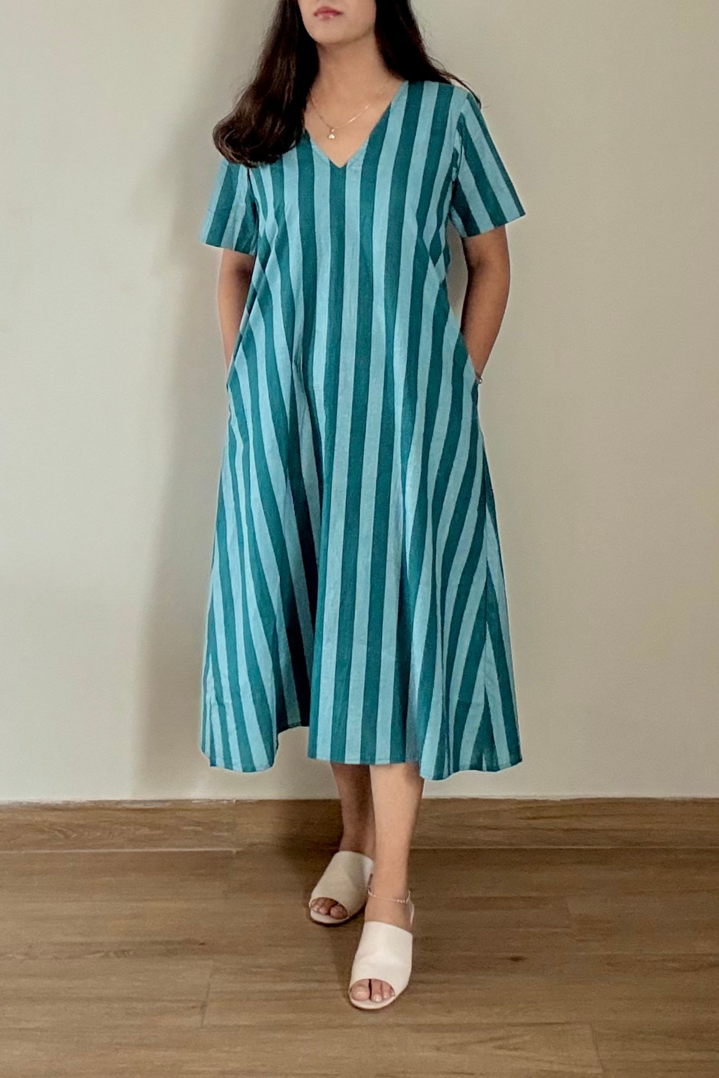 Jodhpur Lane Kurta Dress | Striped | Teal Blue