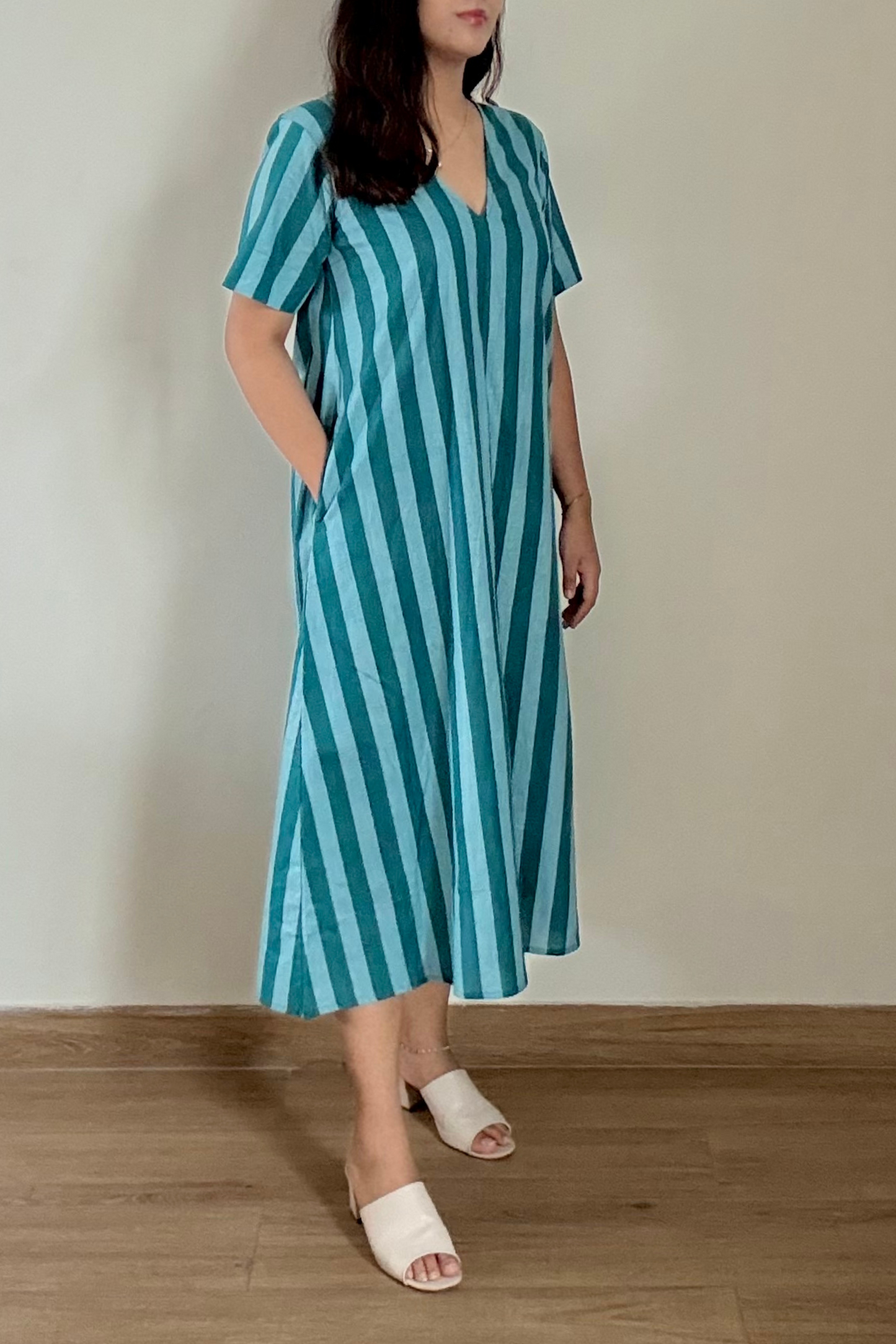 Jodhpur Lane Kurta Dress | Striped | Teal Blue