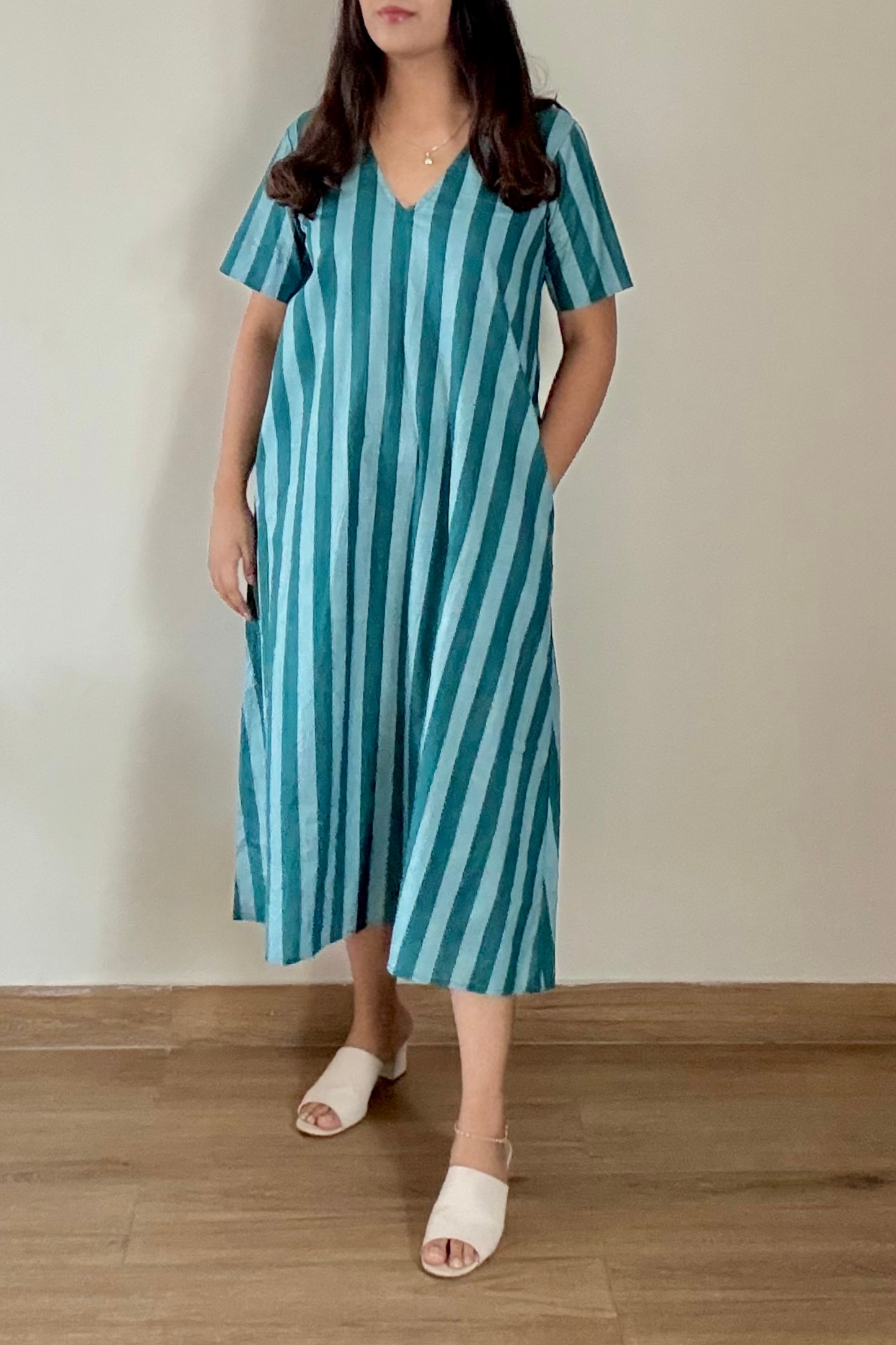 Jodhpur Lane Kurta Dress | Striped | Teal Blue