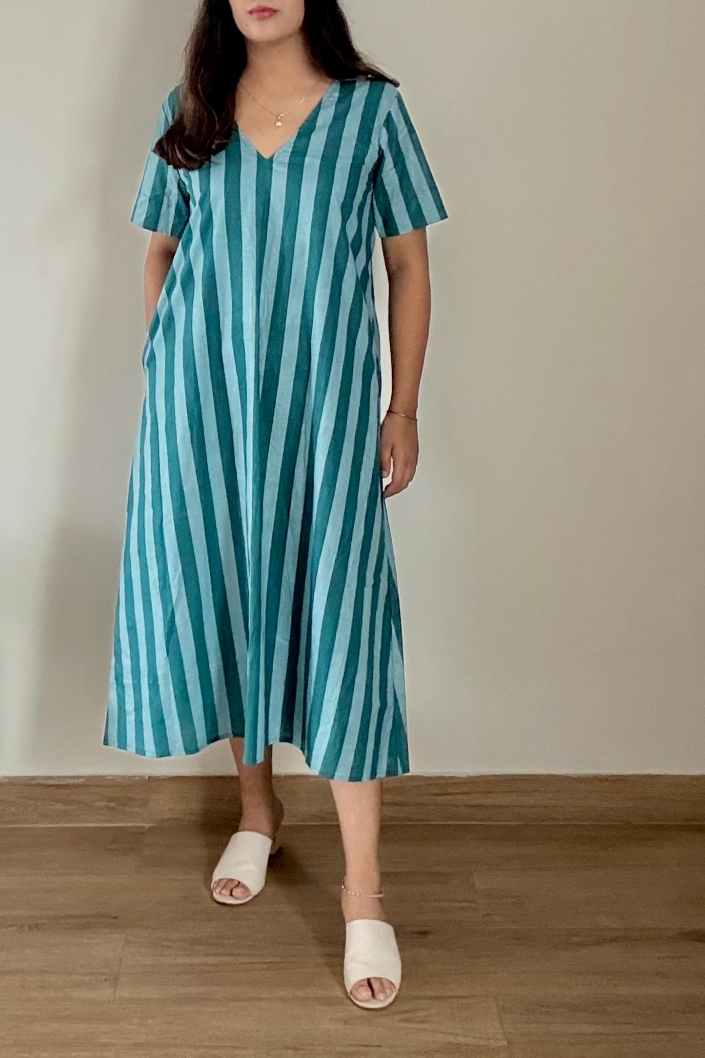 Jodhpur Lane Kurta Dress | Striped | Teal Blue