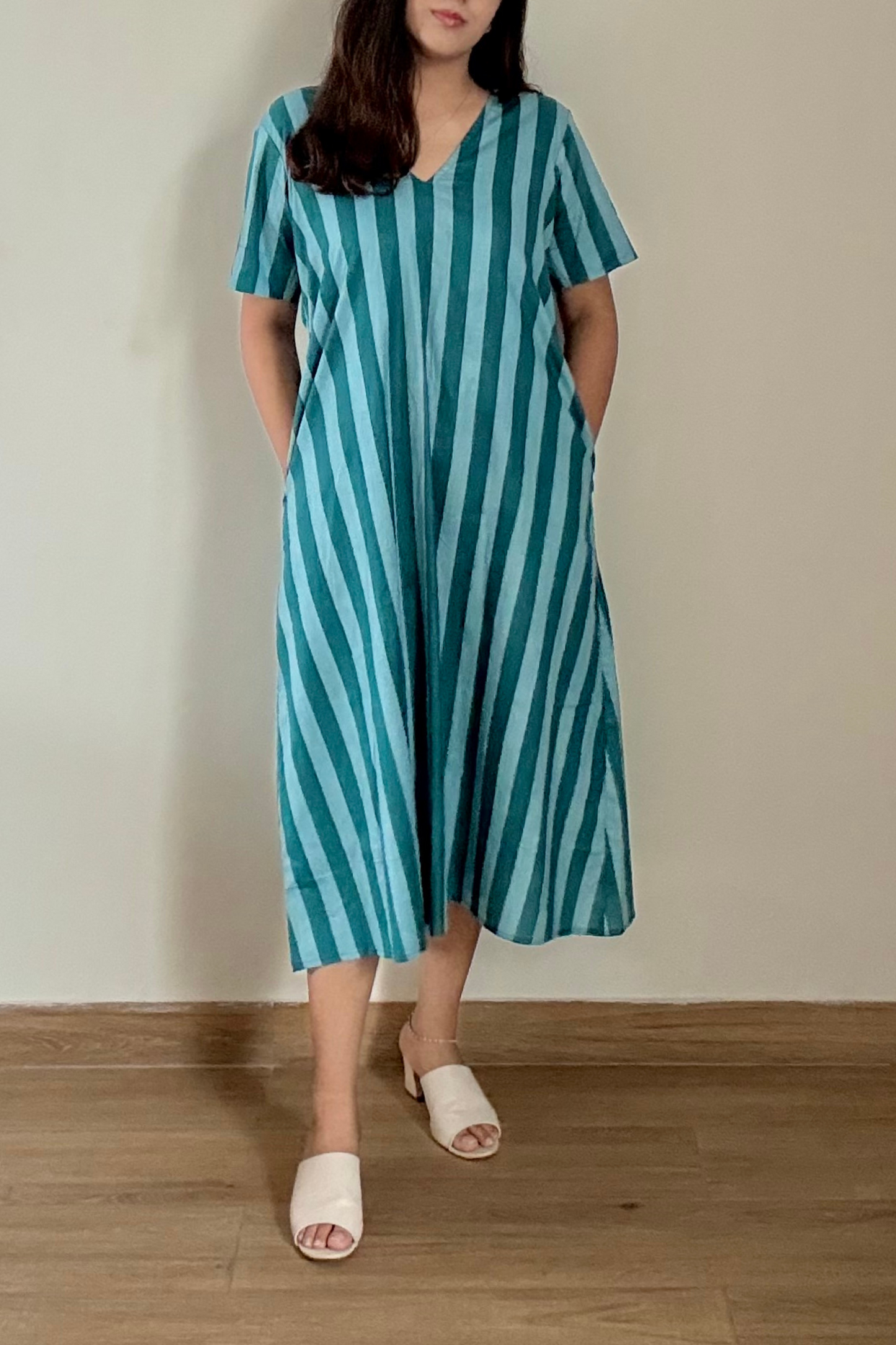 Jodhpur Lane Kurta Dress | Striped | Teal Blue