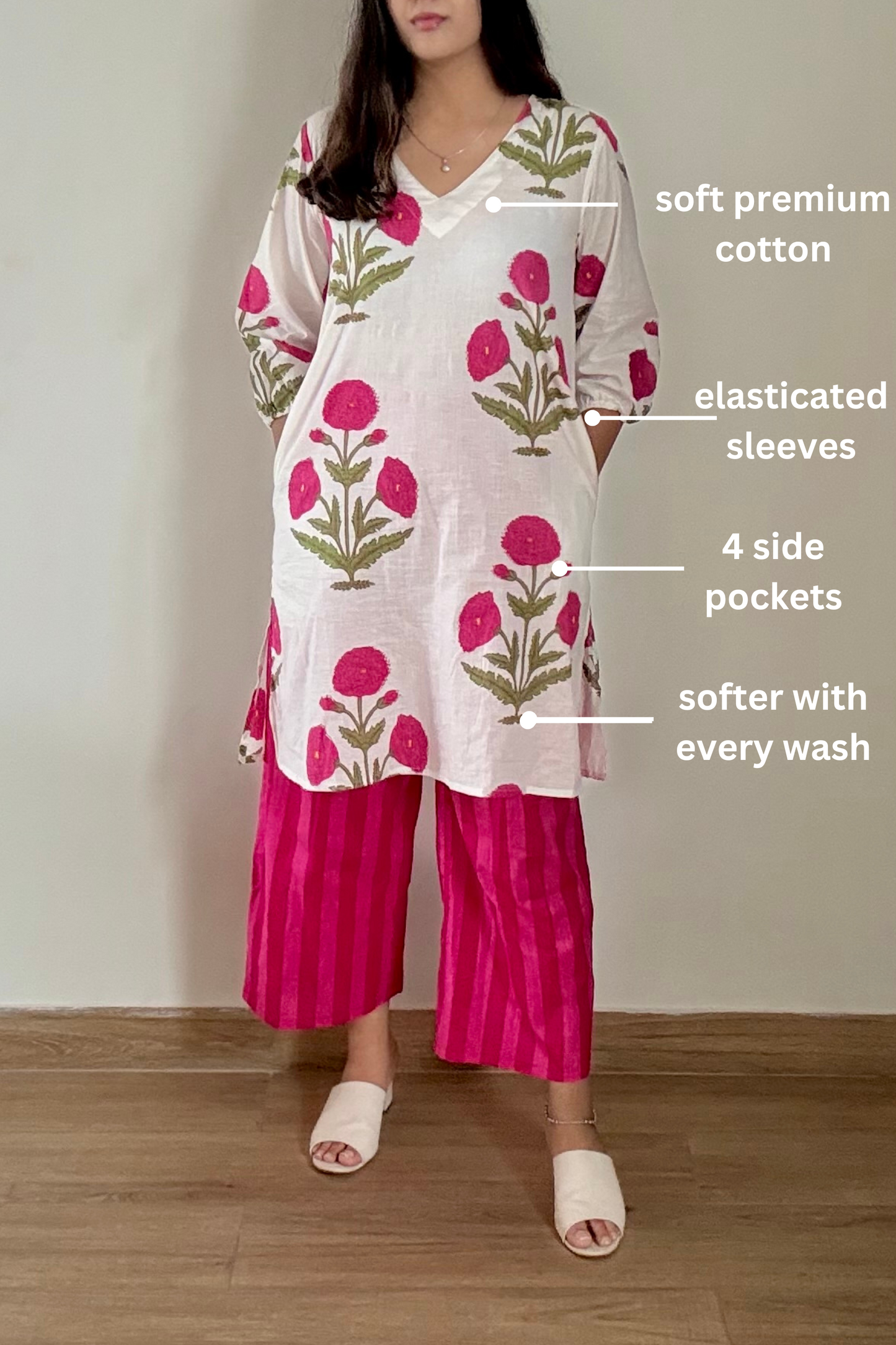 Gul Coord Set | Cotton | Pink