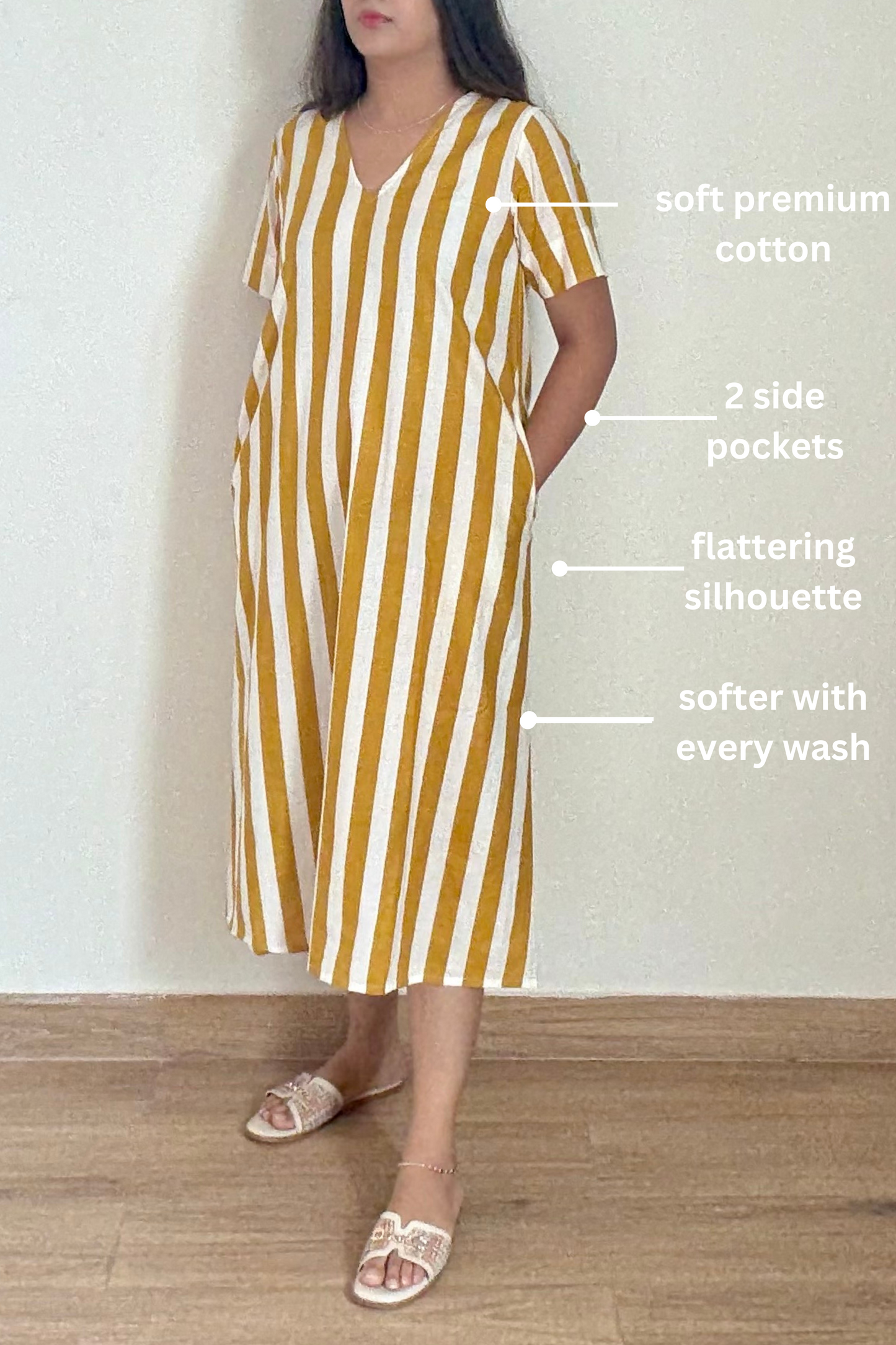 Bombay Lane Kurta Dress | Striped | Yellow