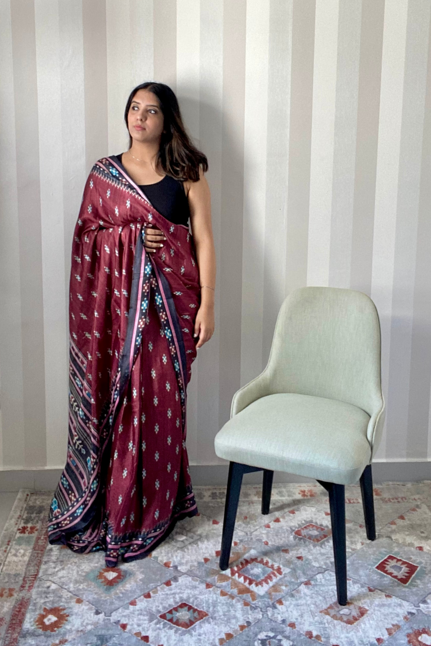 Cherry Ikkat Saree | Silk | Red