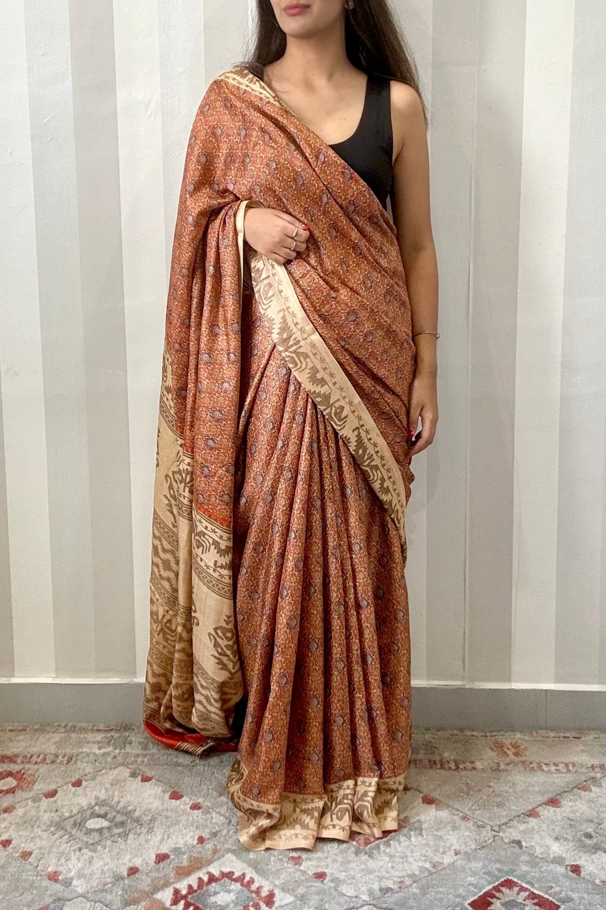 Golden Hour Saree | Silk | Rust Orange