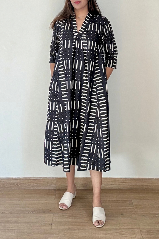 Tara Kurta Dress | Cotton | Black