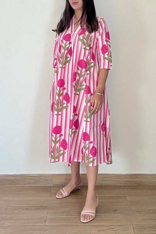 Gulroz Kurta Dress | Cotton | Pink