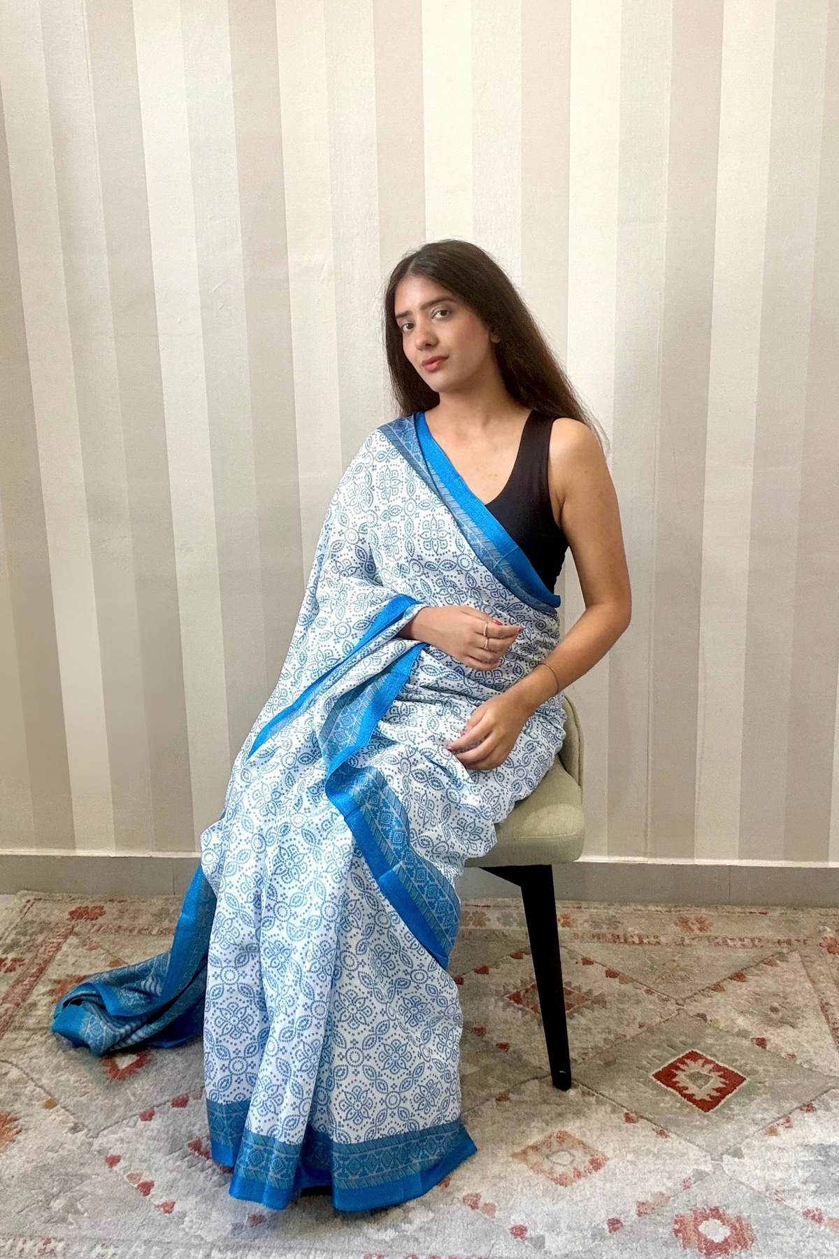 Neer Bandhej Saree | Silk | Blue