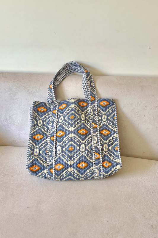 Slate Ikkat Travel Tote | Reversible | Grey