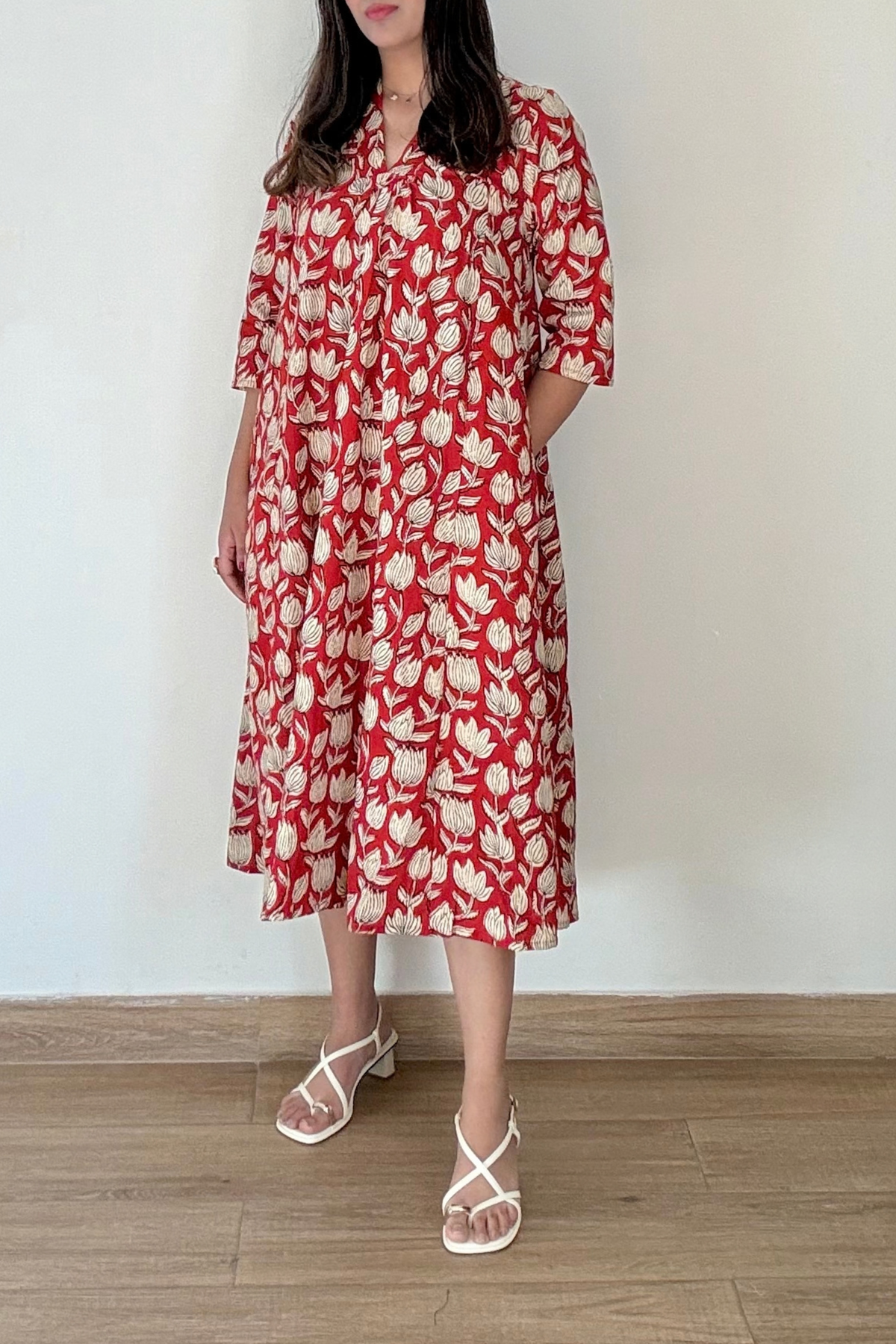 Nalini Bagru Kurta Dress | Cotton | Rust Orange
