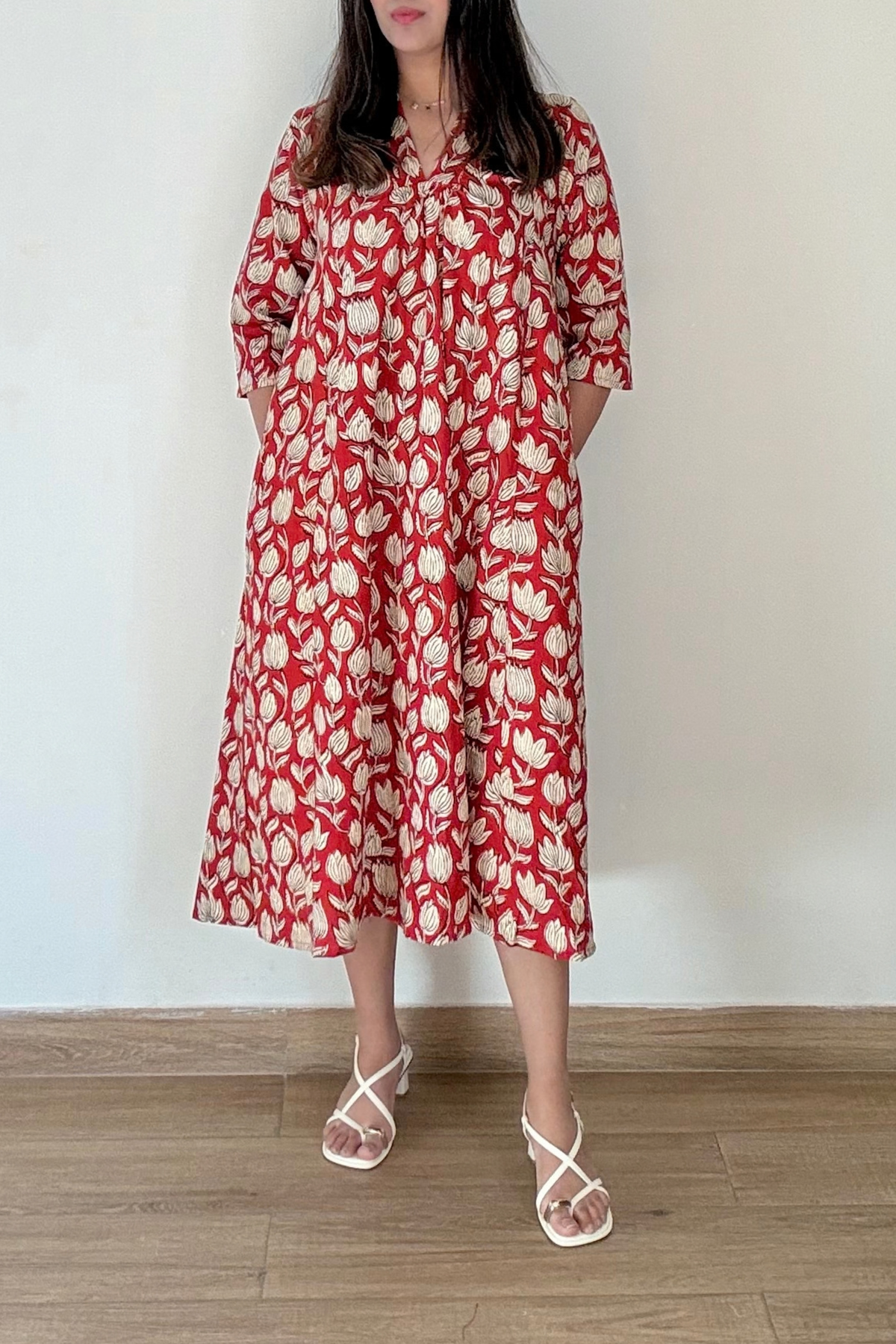 Nalini Bagru Kurta Dress | Cotton | Rust Orange
