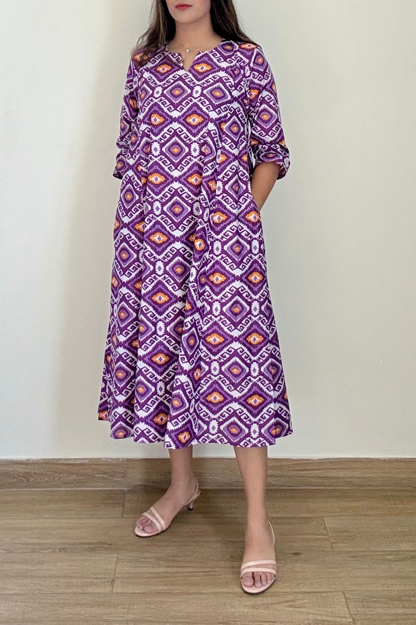Dune Ikkat Kurta Dress | Cotton | Purple