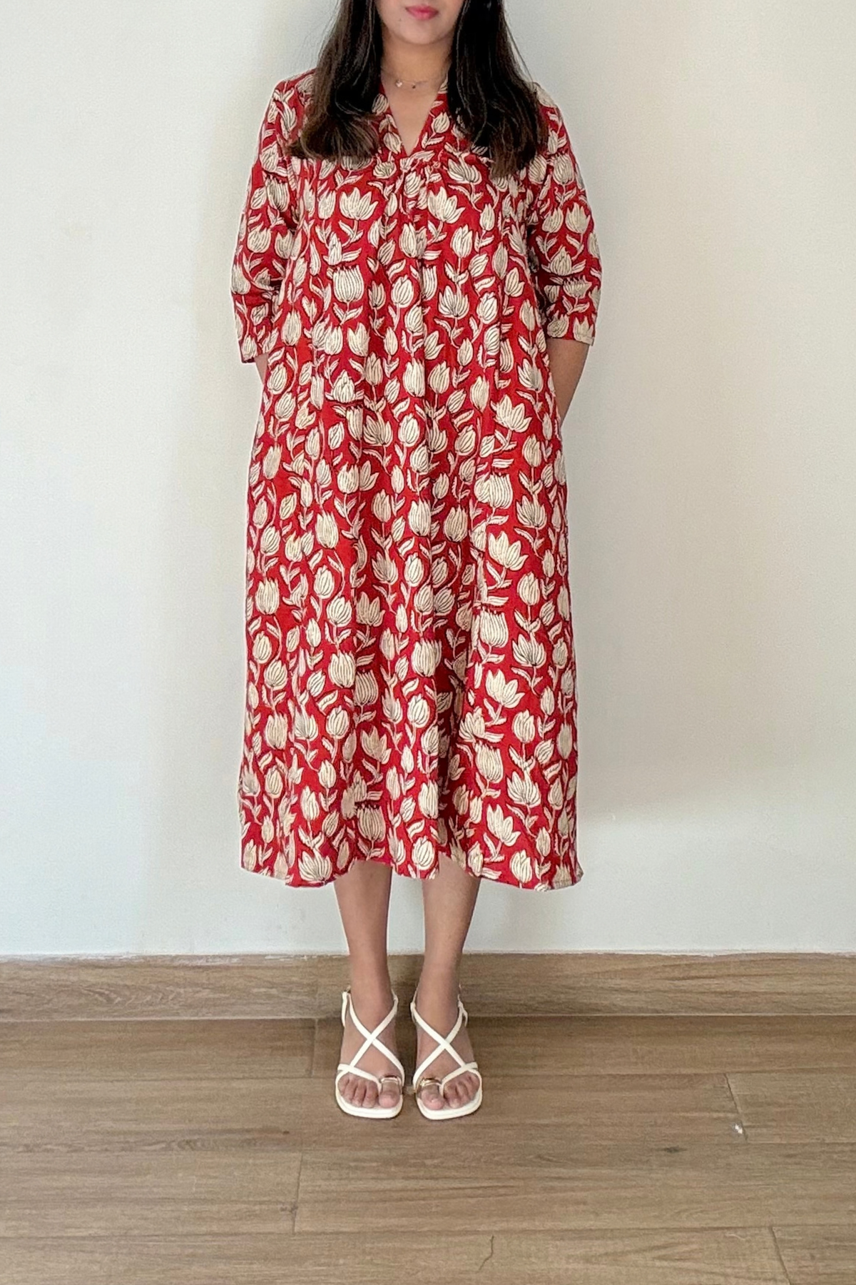 Nalini Bagru Kurta Dress | Cotton | Rust Orange