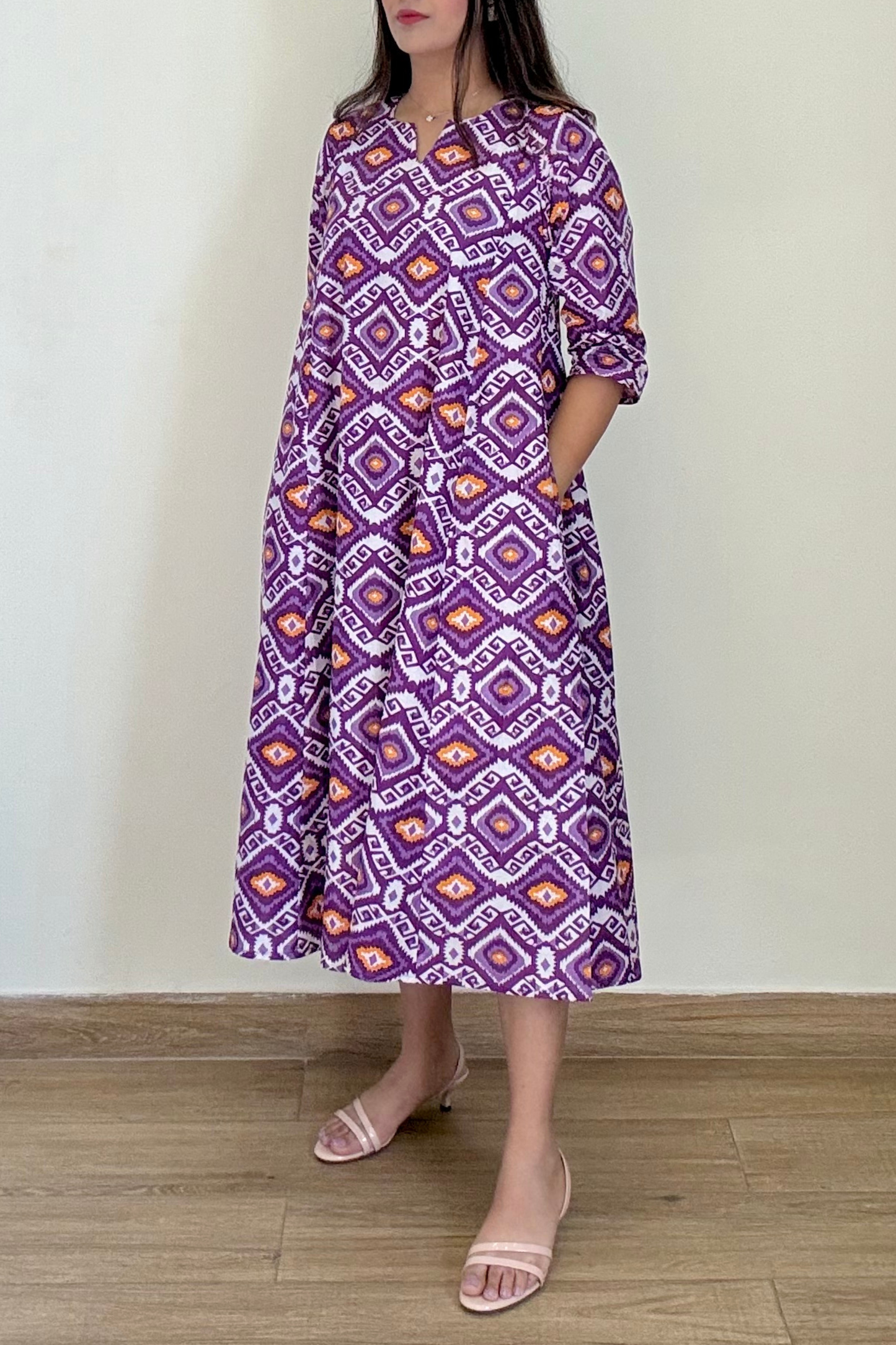 Dune Ikkat Kurta Dress | Cotton | Purple