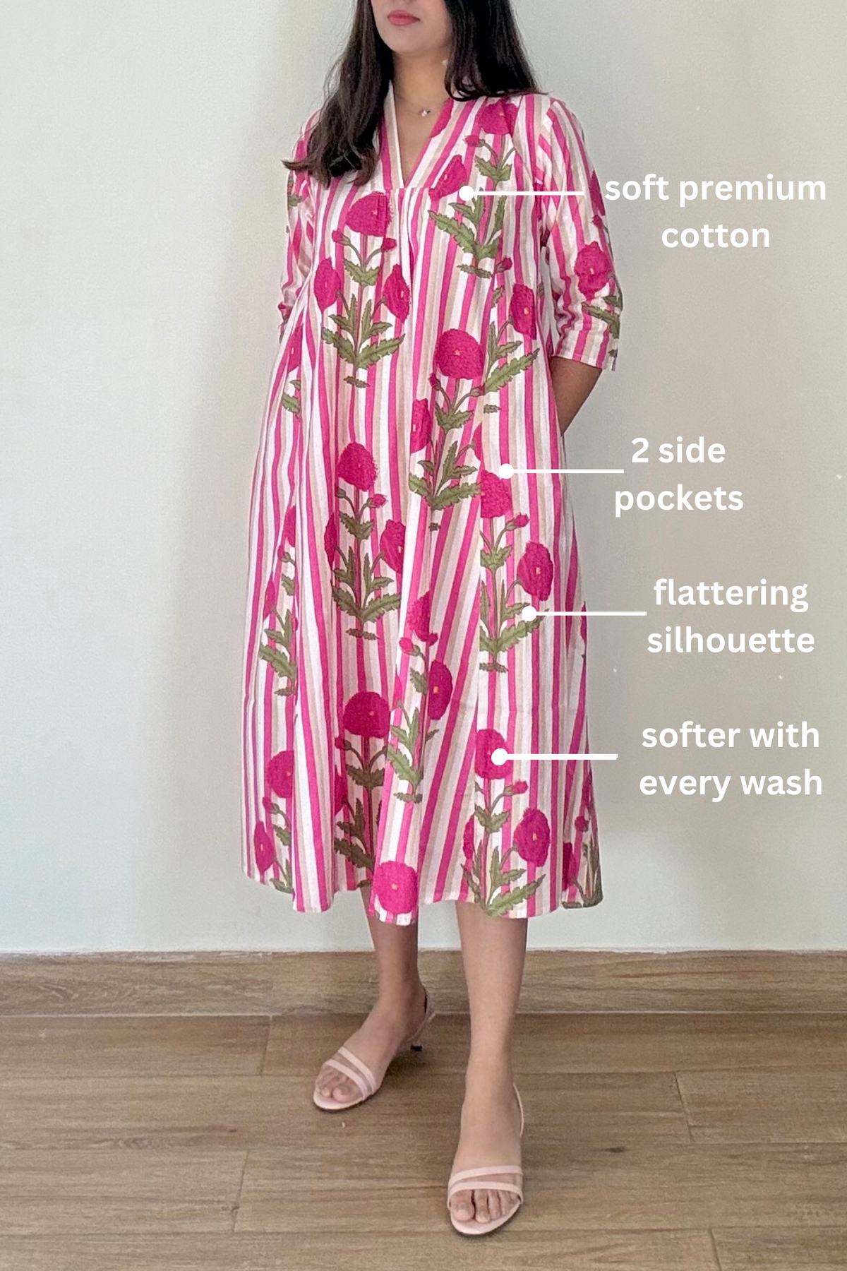 Gulroz Kurta Dress | Cotton | Pink