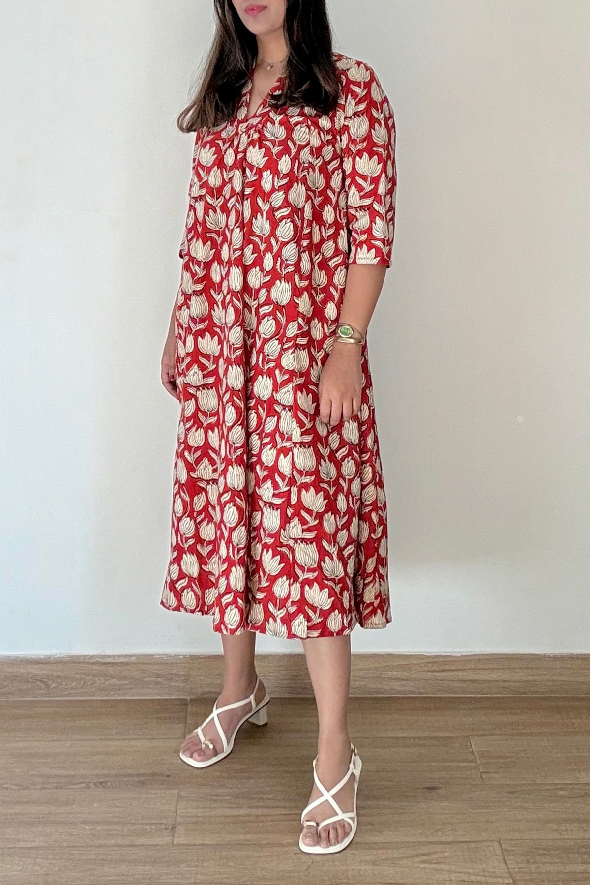 Nalini Bagru Kurta Dress | Cotton | Rust Orange