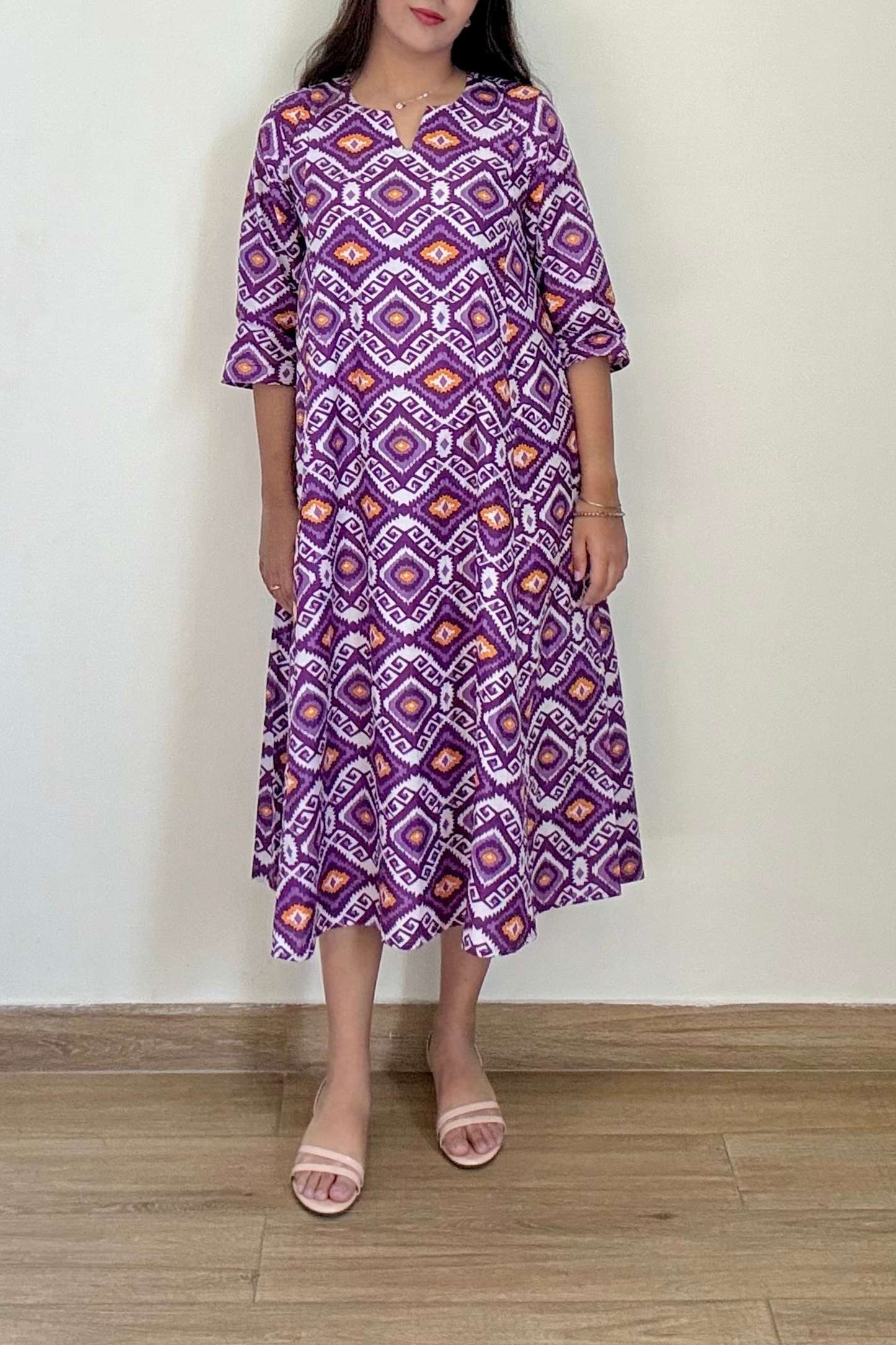Dune Ikkat Kurta Dress | Cotton | Purple