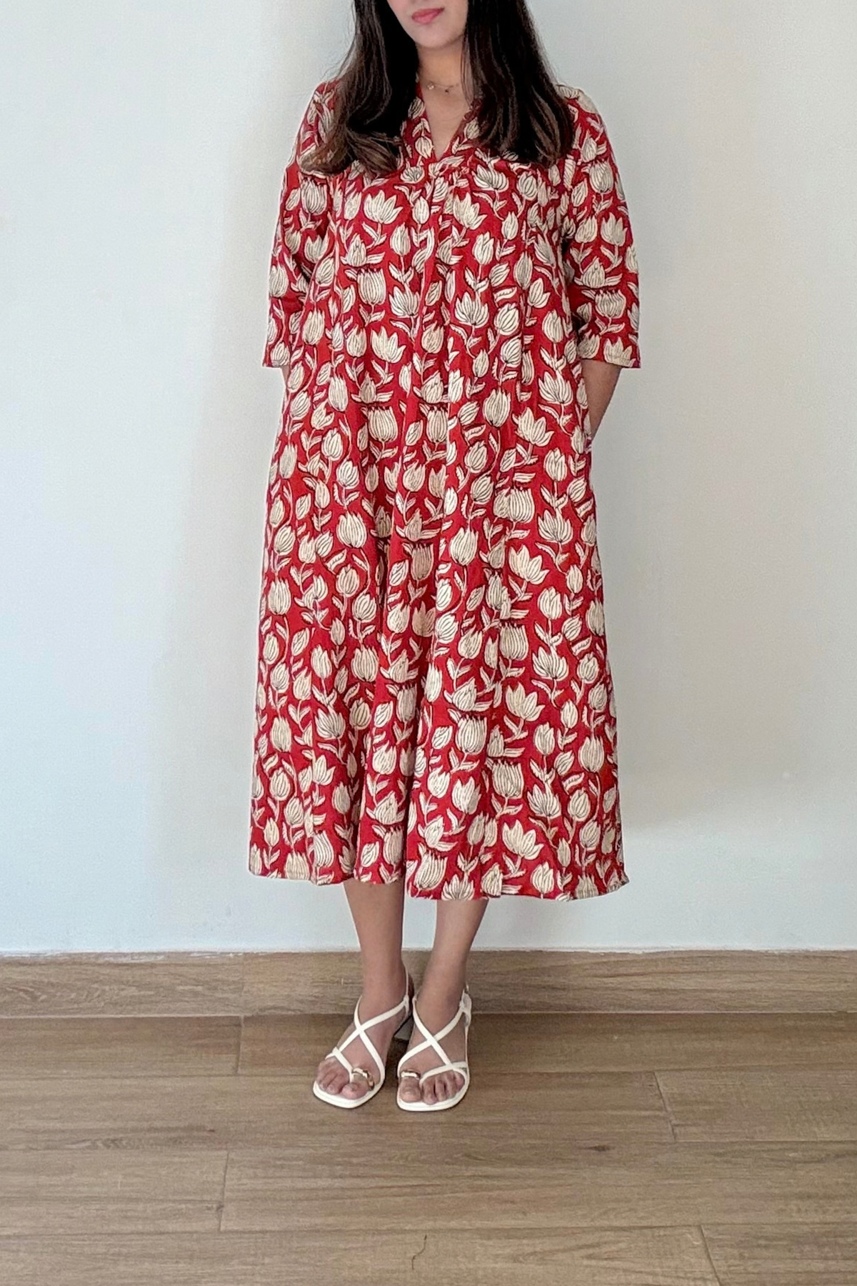 Nalini Bagru Kurta Dress | Cotton | Rust Orange