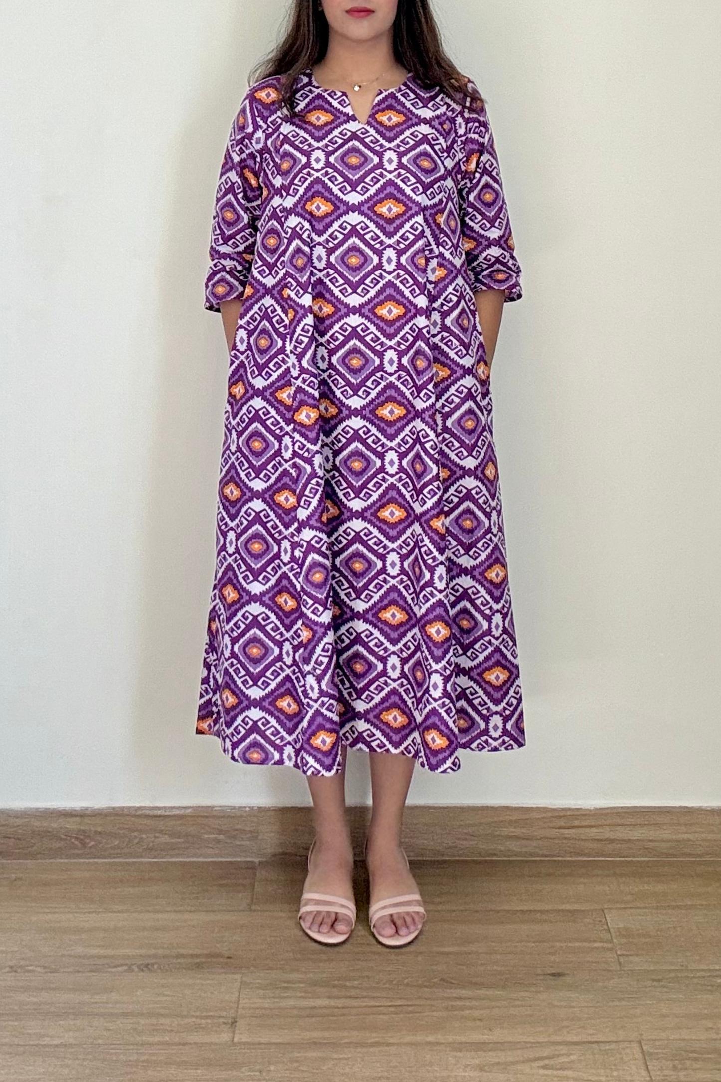 Dune Ikkat Kurta Dress | Cotton | Purple