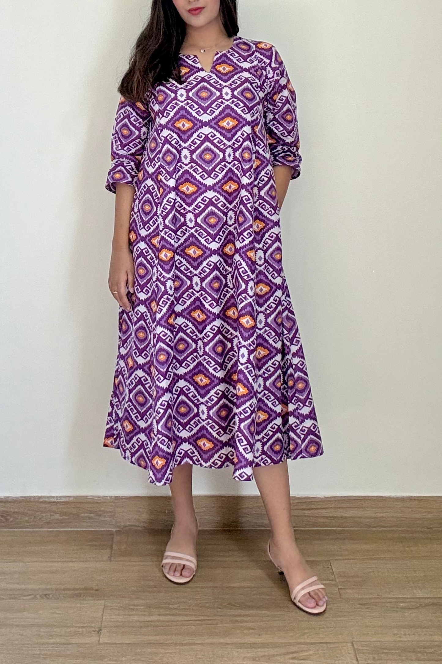 Dune Ikkat Kurta Dress | Cotton | Purple