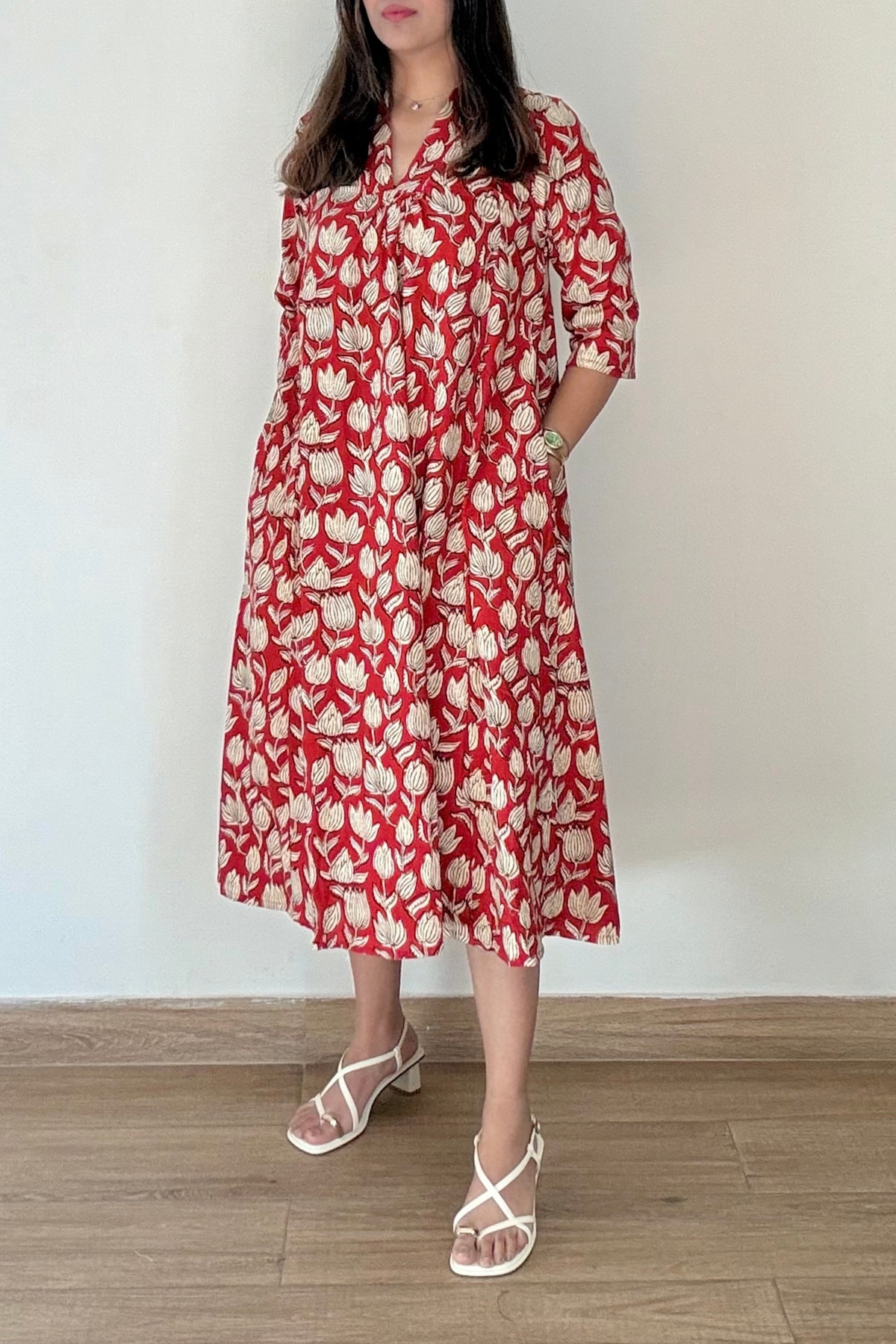 Nalini Bagru Kurta Dress | Cotton | Rust Orange