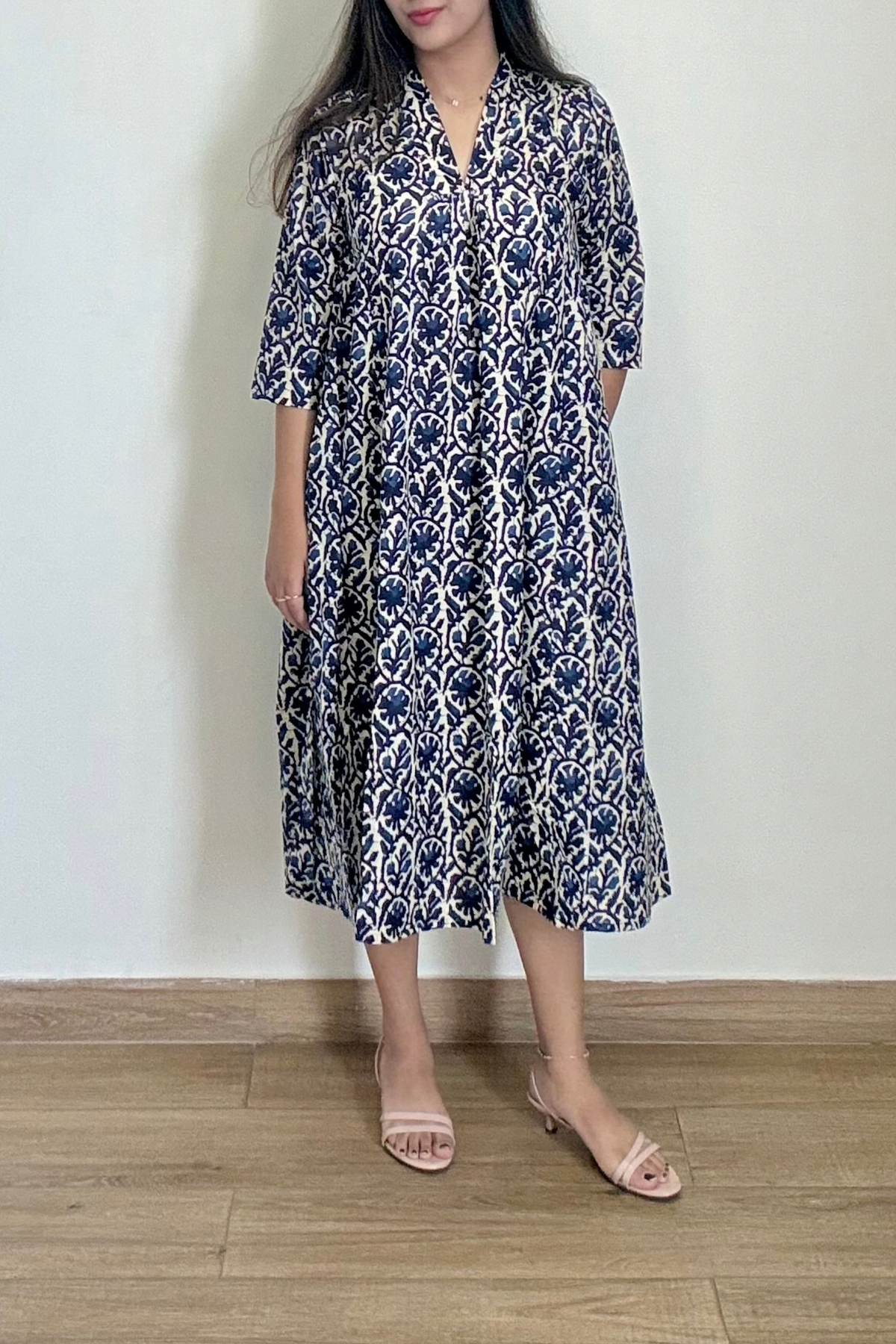 Syahi Batik Kurta Dress | Cotton | Blue