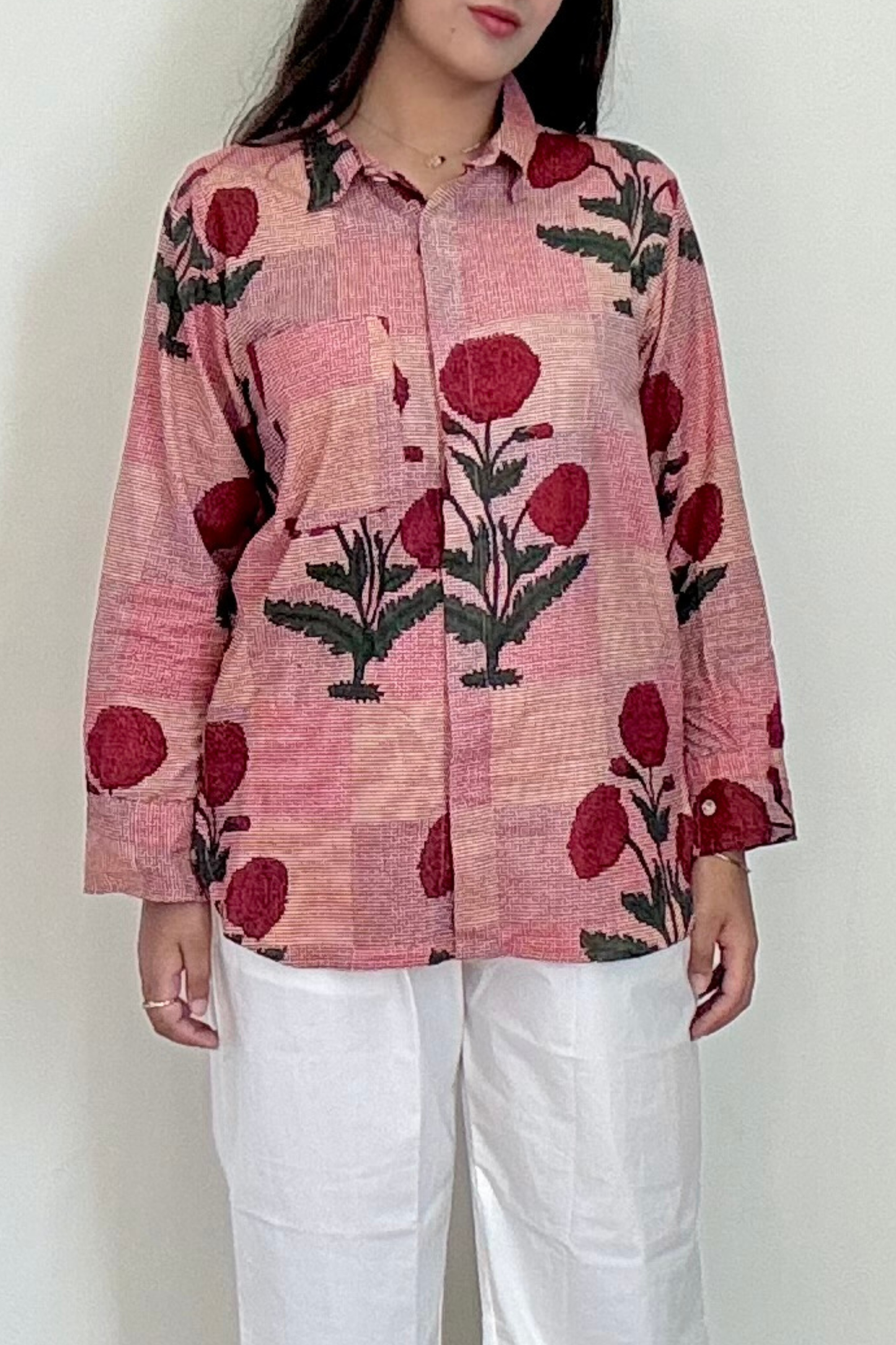 Phool Shirt | Cotton | Maroon