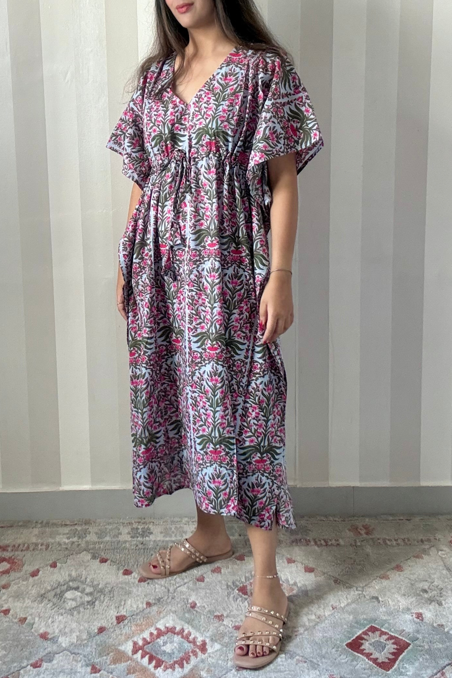 Bagh Kaftan | Cotton | Blue | Free Size