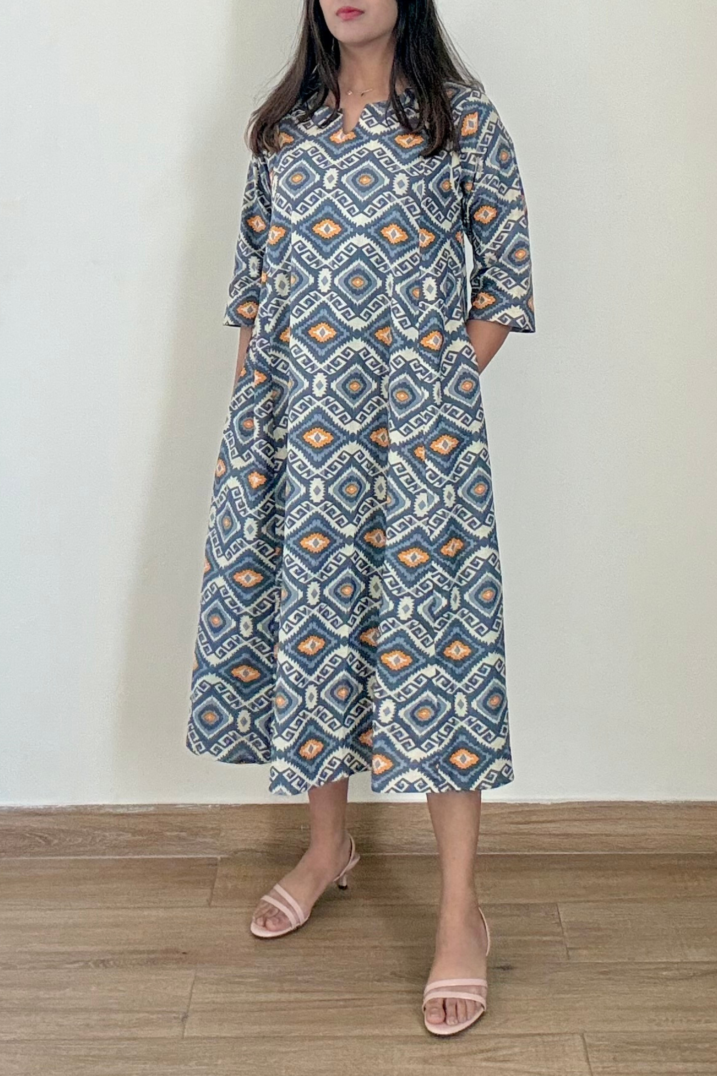 Dune Ikkat Kurta Dress | Cotton | Grey