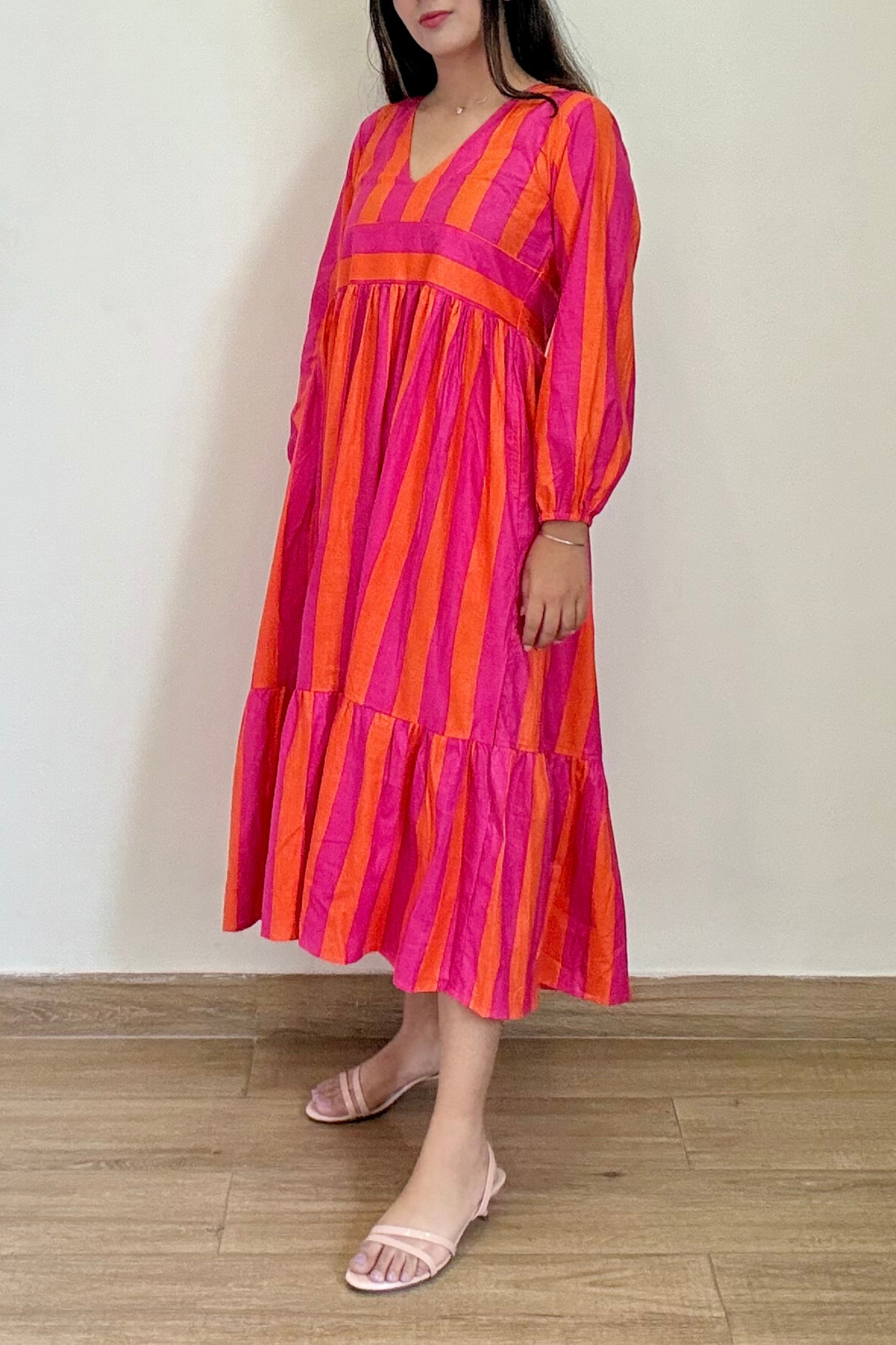 Tango Tiered Dress | Cotton | Pink Orange