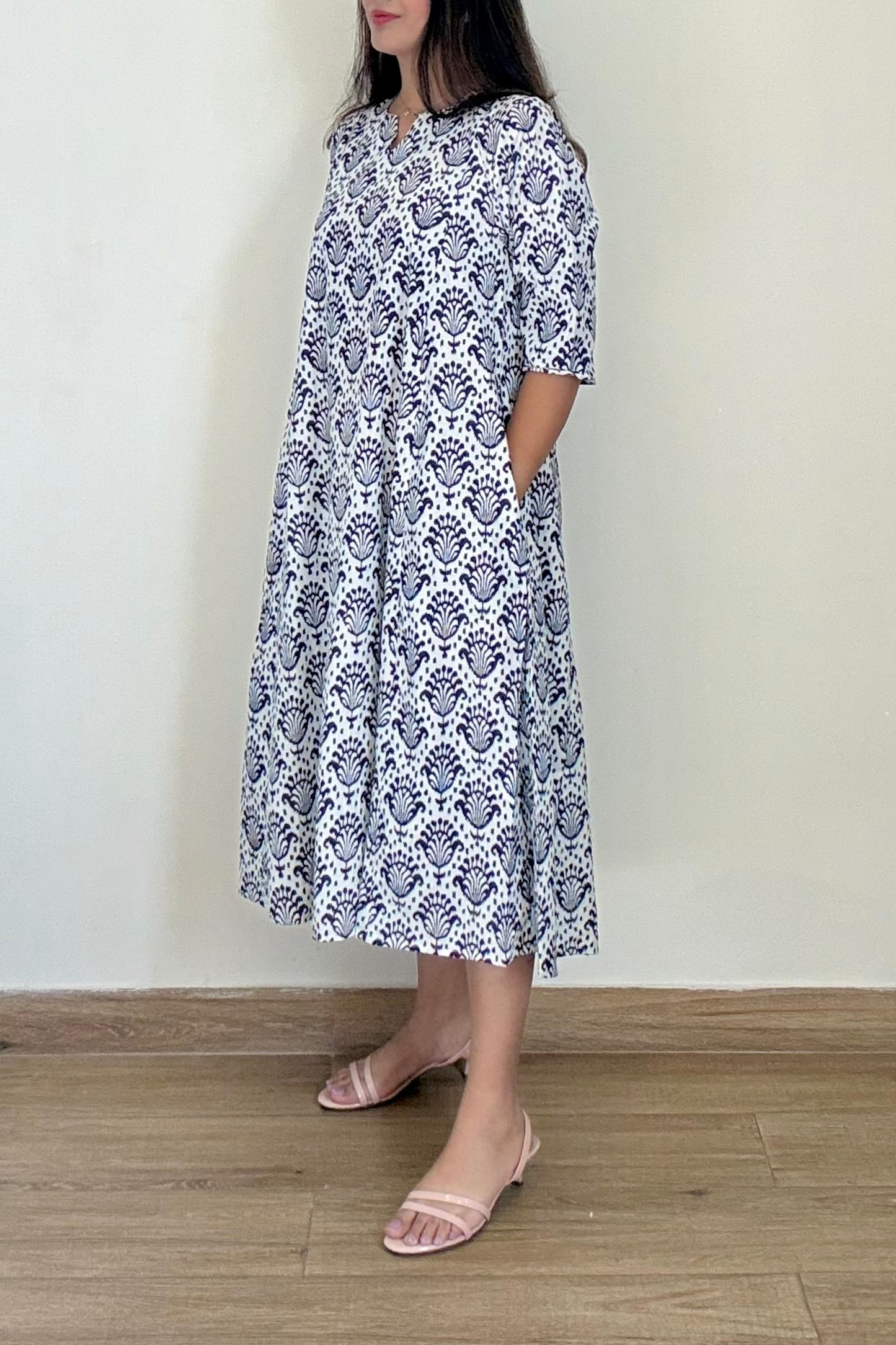 Seashells Ikkat Kurta Dress | Cotton | Blue