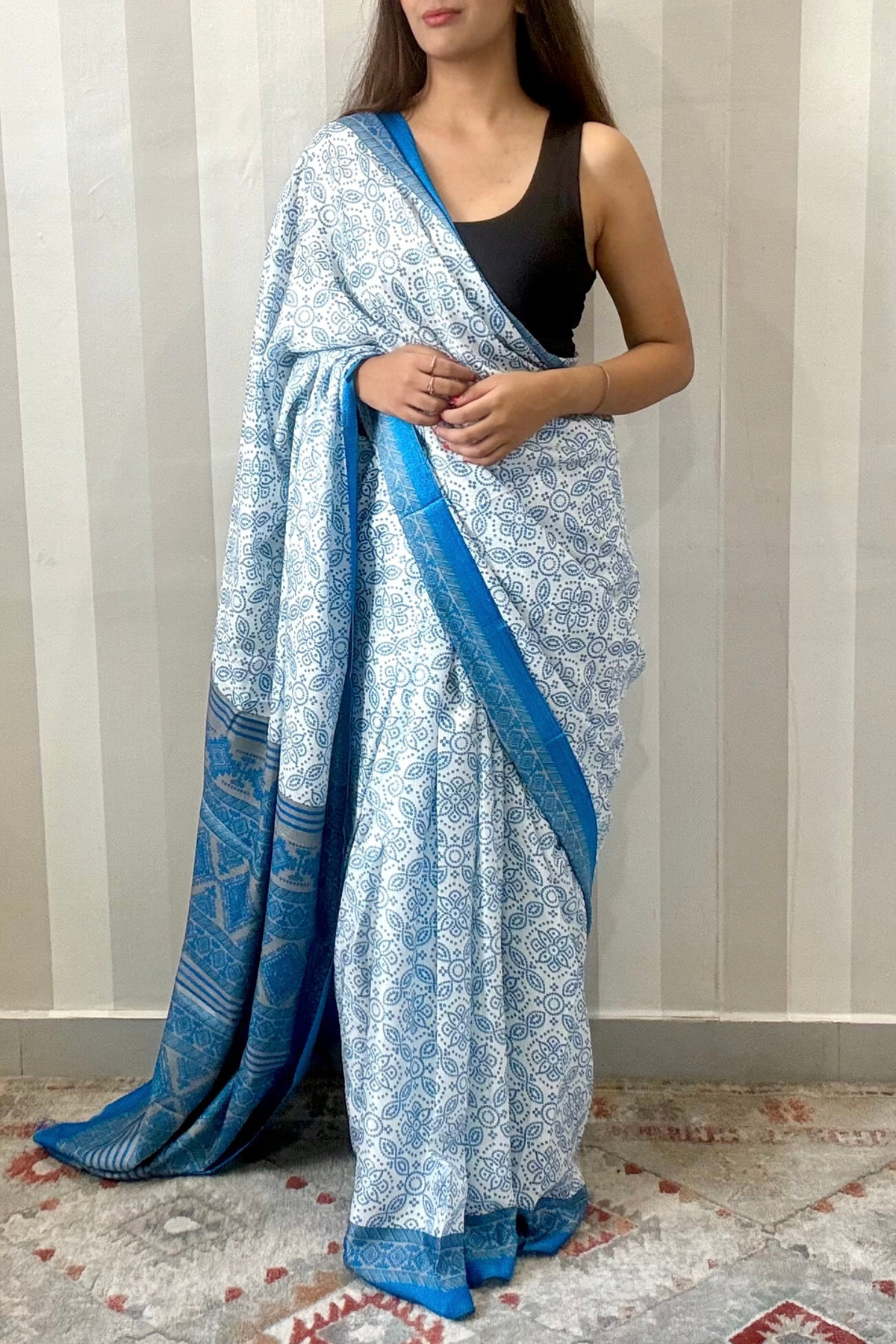 Neer Bandhej Saree | Silk | Blue