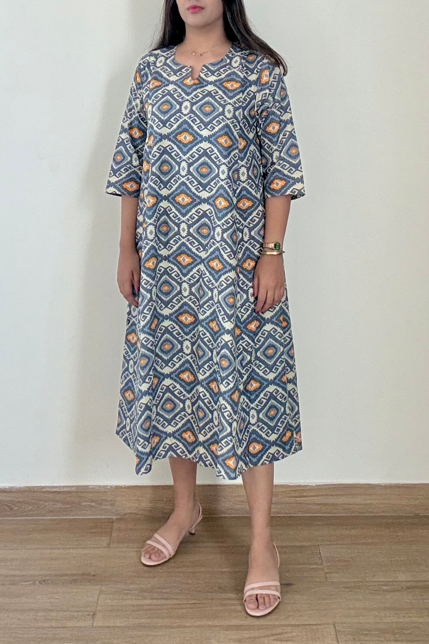 Dune Ikkat Kurta Dress | Cotton | Grey