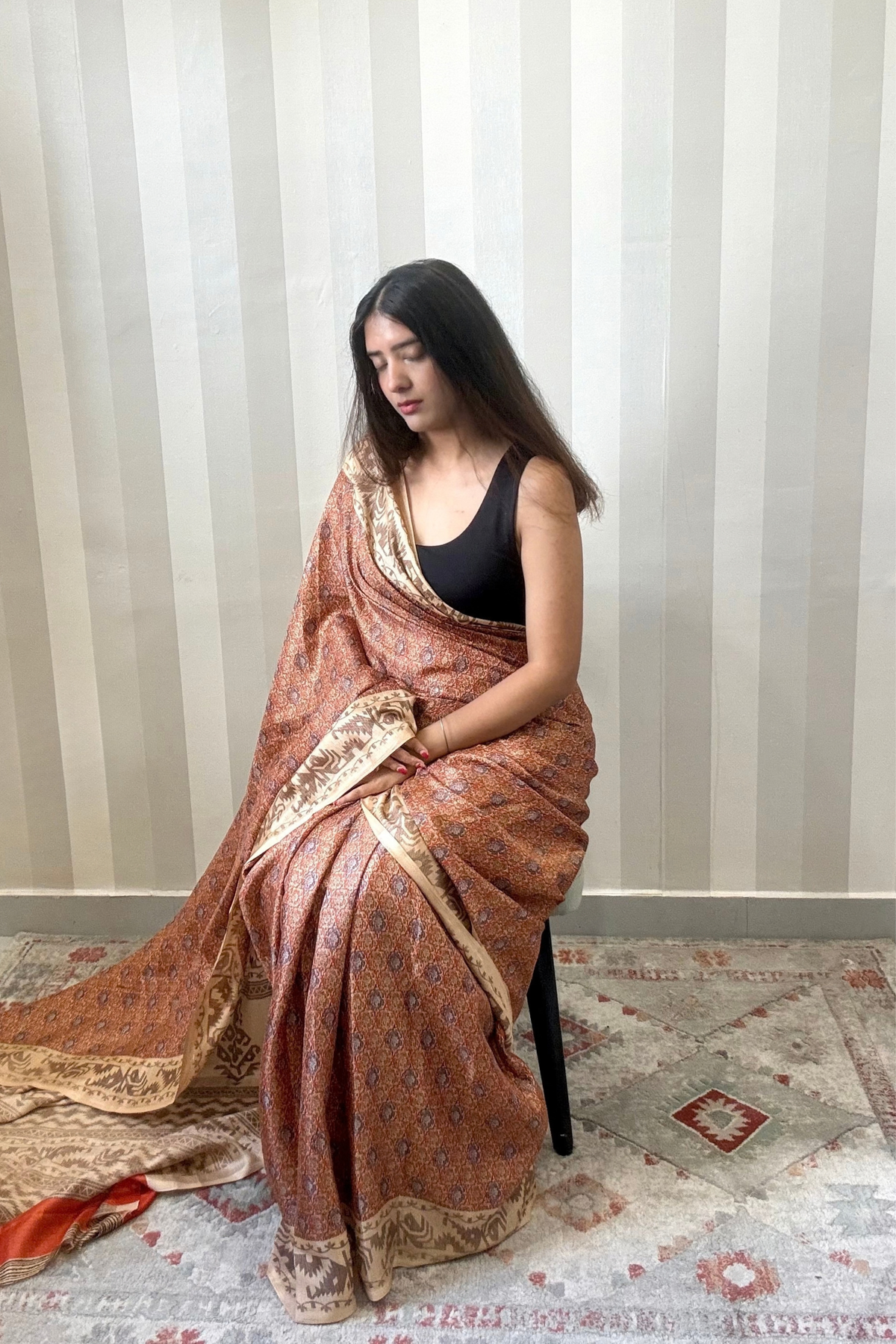Golden Hour Saree | Silk | Rust Orange