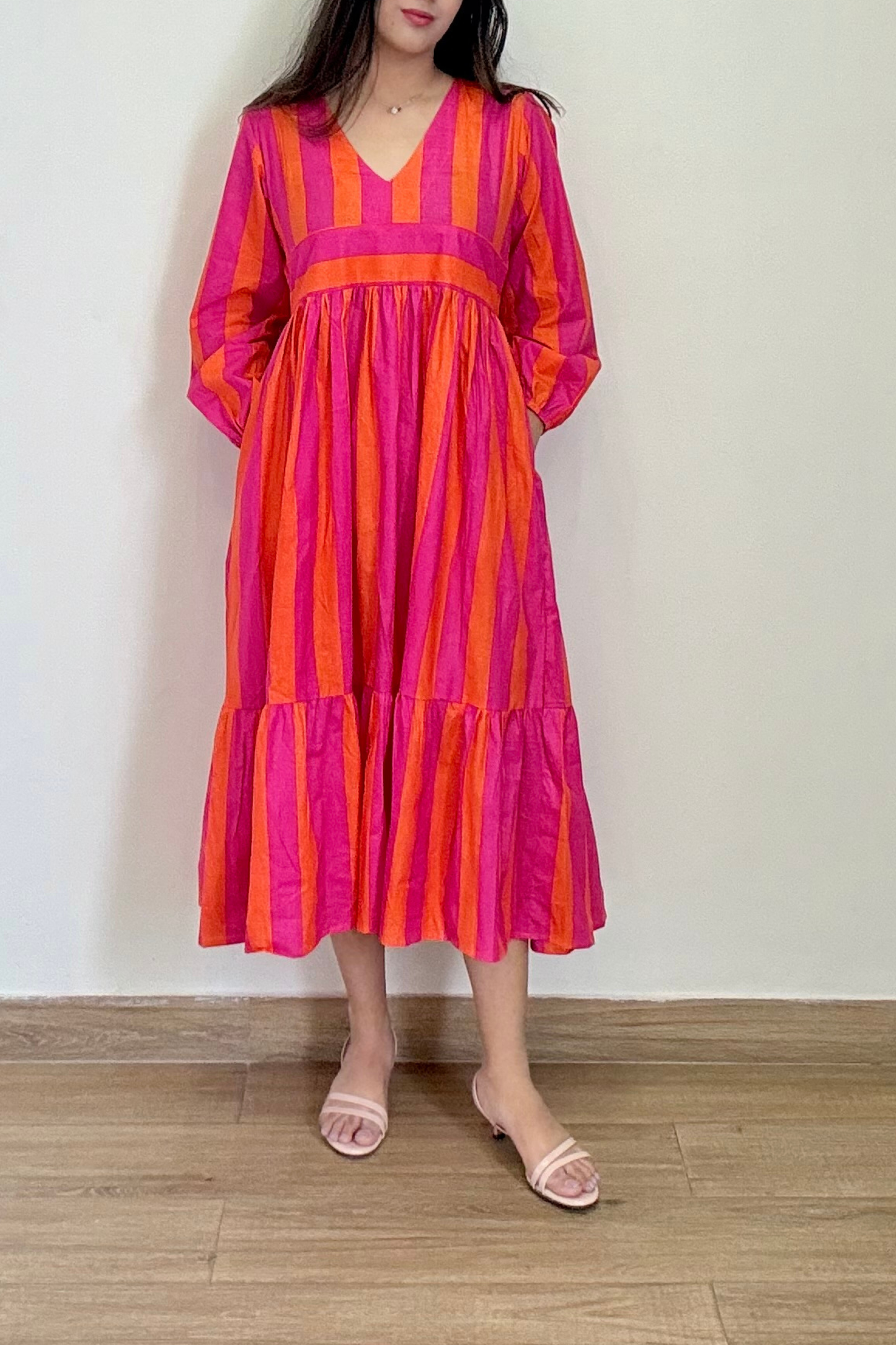 Tango Tiered Dress | Cotton | Pink Orange