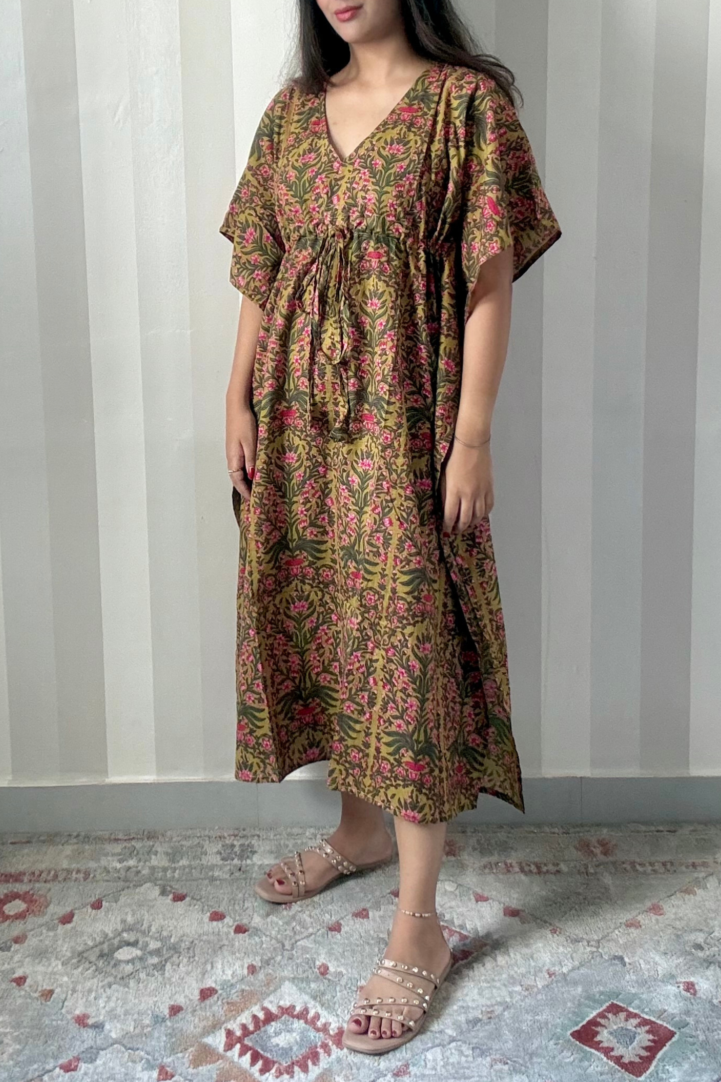 Bagh Kaftan | Cotton | Olive | Free Size