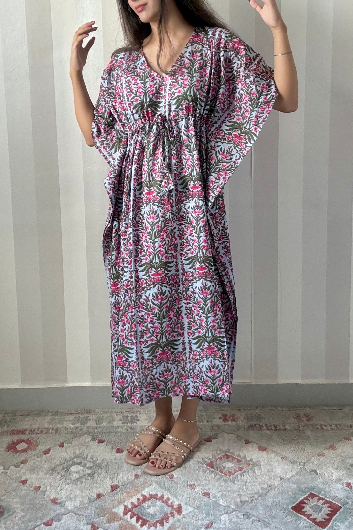 Bagh Kaftan | Cotton | Blue | Free Size