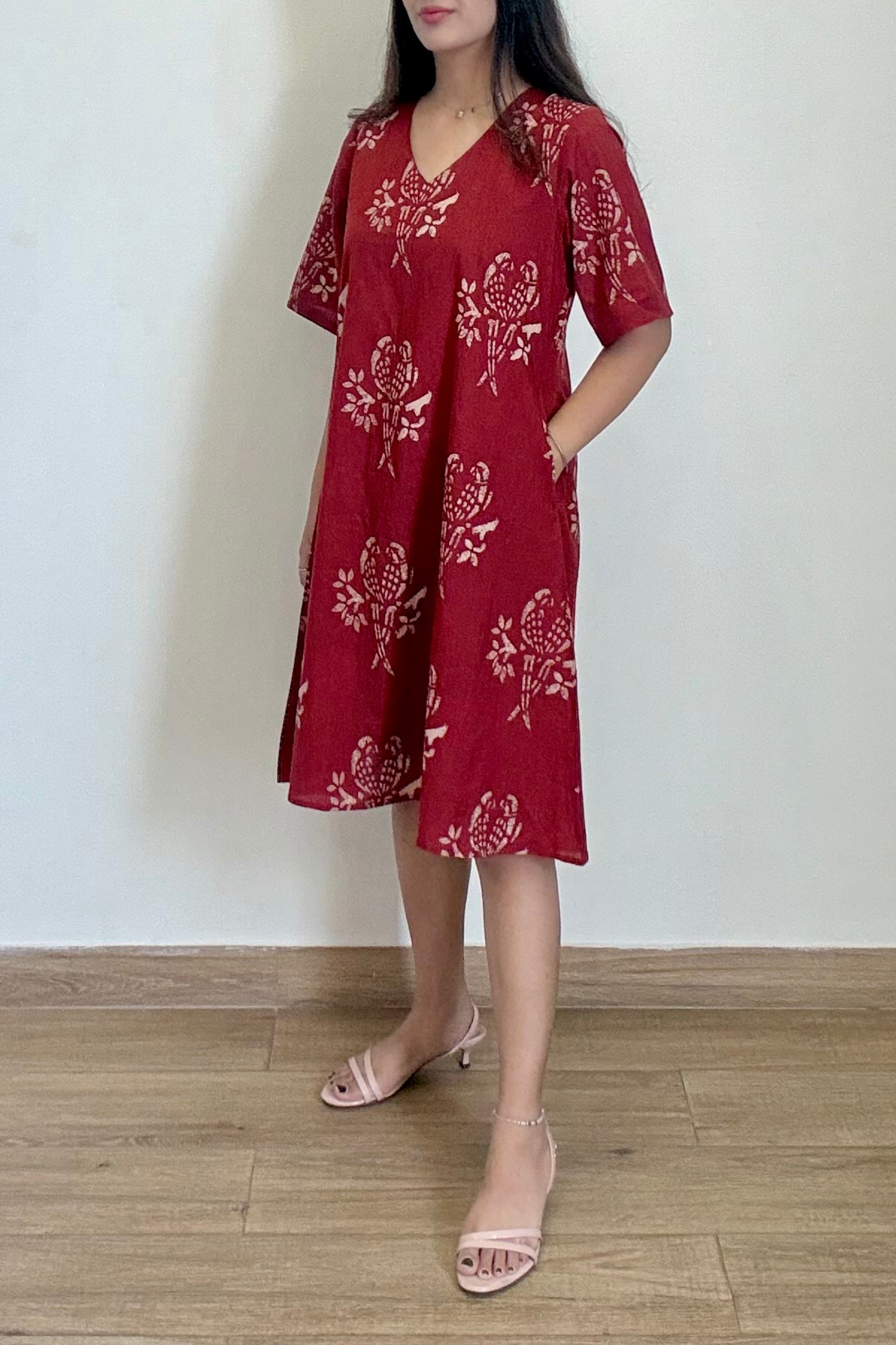 Tota Maina Kurta Dress | Cotton | Maroon