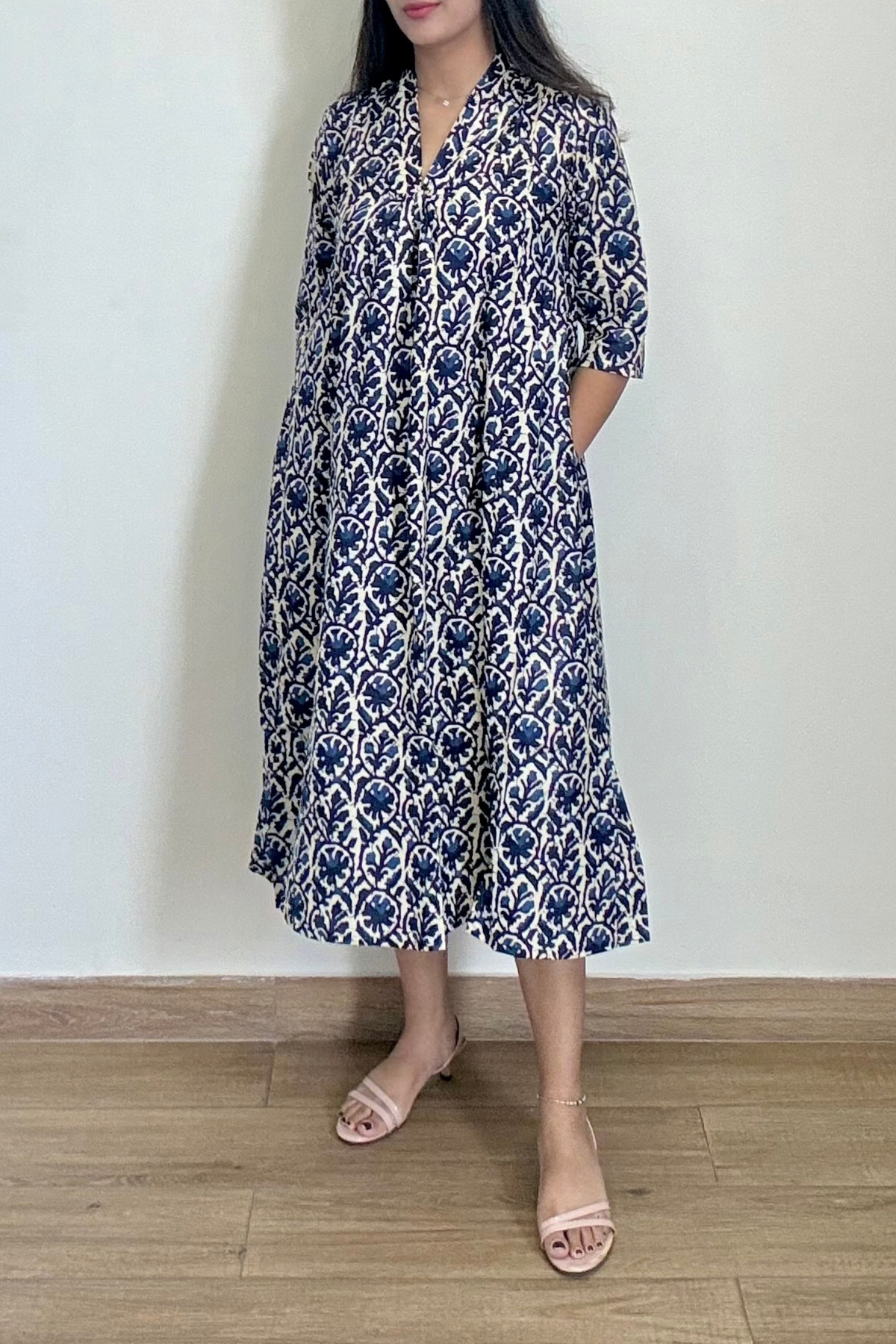Syahi Batik Kurta Dress | Cotton | Blue