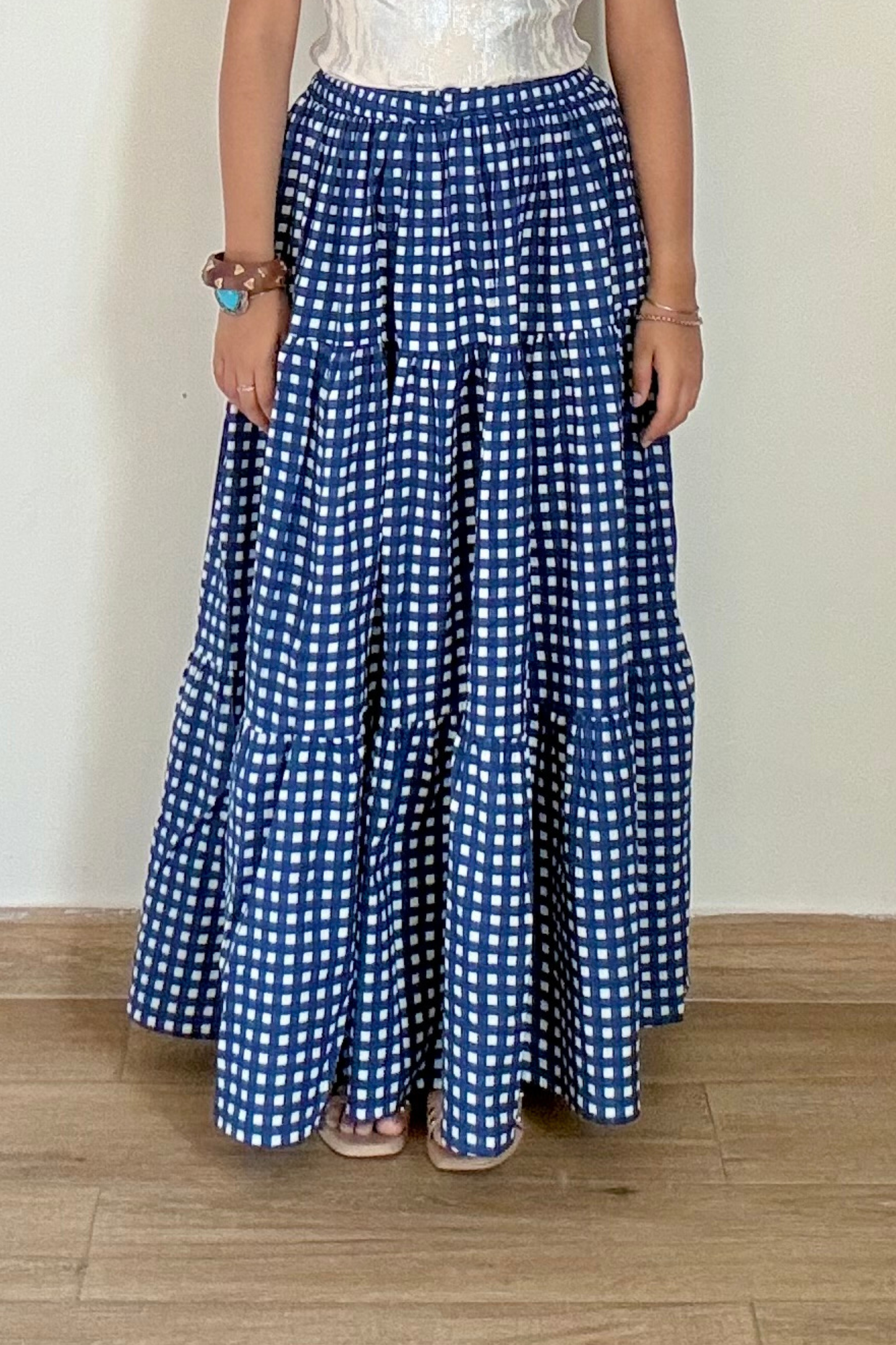 Ink It Gingham Skirt | Cotton | Blue
