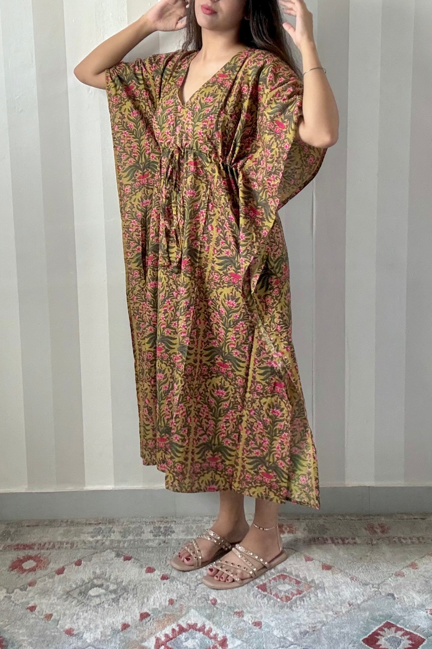 Bagh Kaftan | Cotton | Olive | Free Size