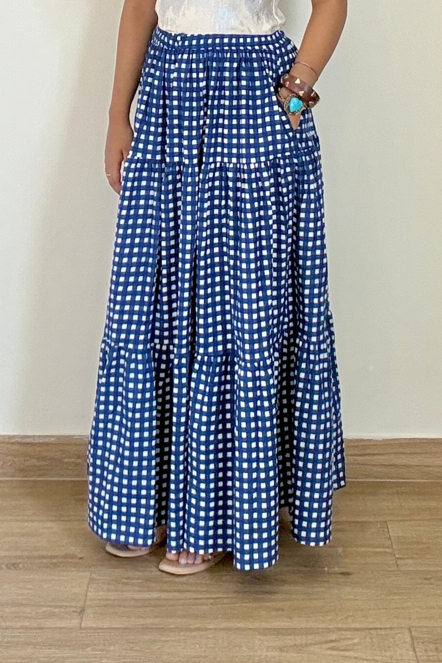 Ink It Gingham Skirt | Cotton | Blue