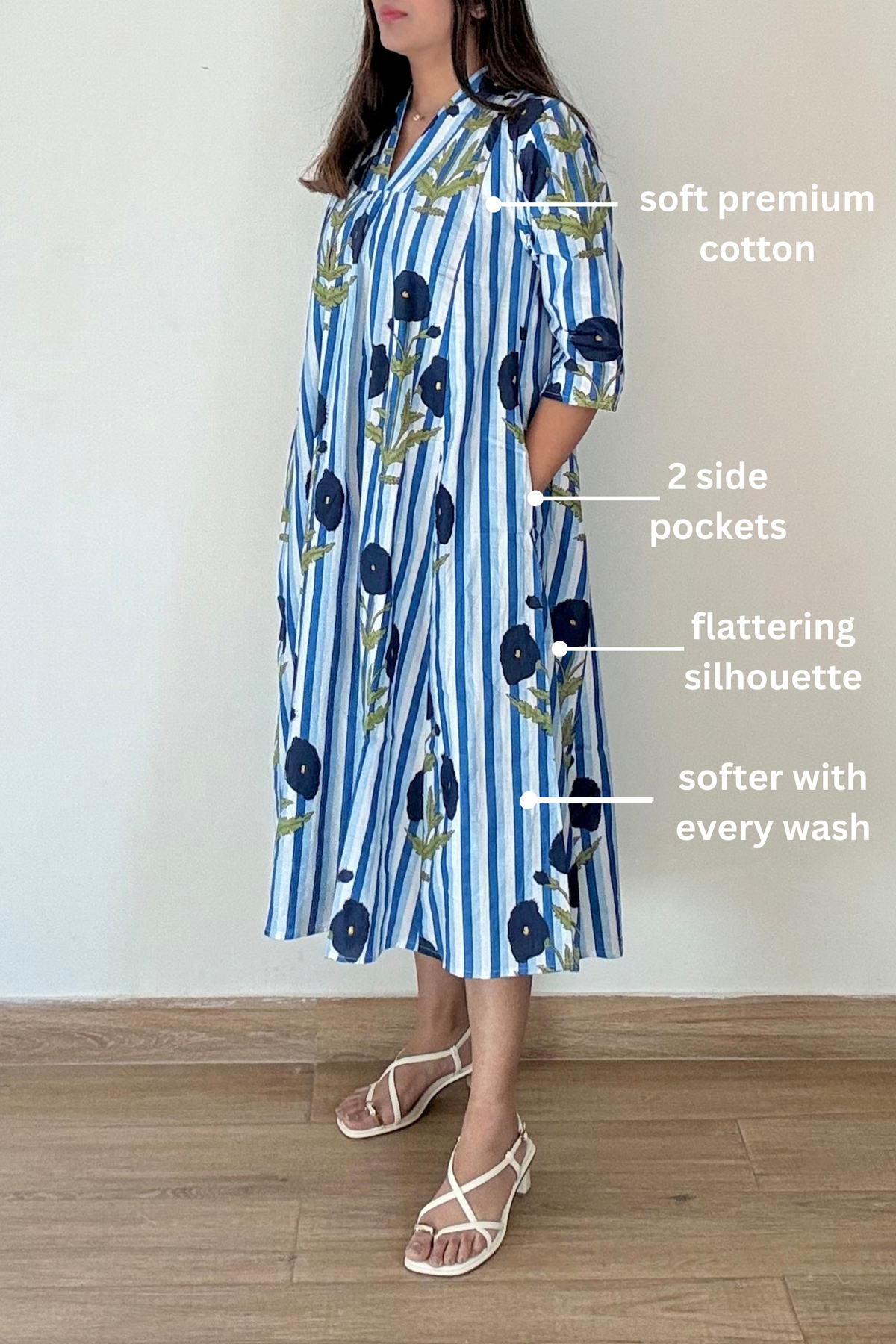 Neel Bagh Kurta Dress | Cotton | Blue