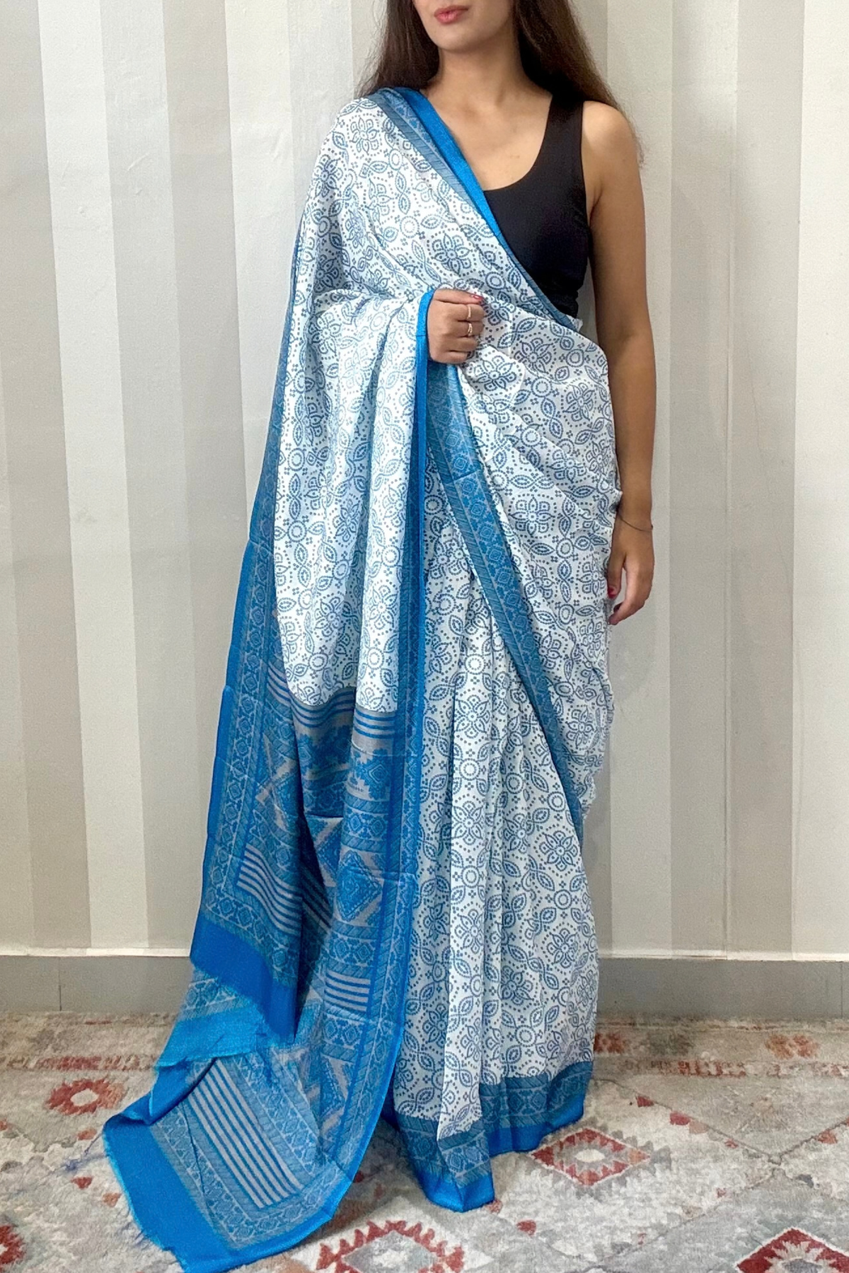 Neer Bandhej Saree | Silk | Blue